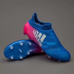 adidas Kids X 16+ Purechaos FG Youths Soccer - Firm Ground - Blue/White/Shock Pink