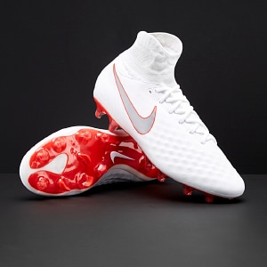Nike Magista Obra II Pro DF - Mens Boots Firm Ground - White/Metallic Grey/Light Crimson