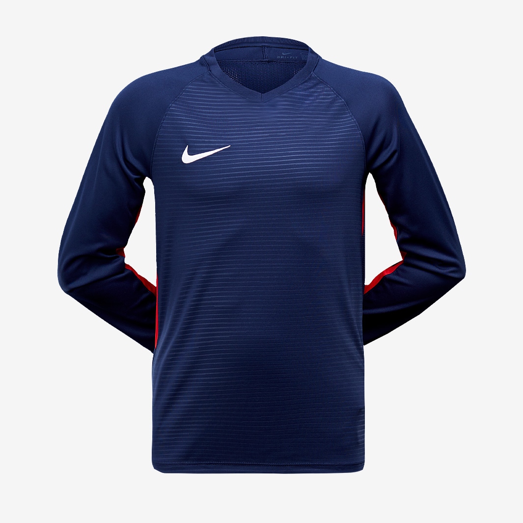 Nike Boys Tiempo Premier LS Jersey - Midnight Navy/University Red