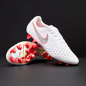 Nike Magista Obra II Elite FG Mens Boots Firm Ground White Metallic Cool Grey Light Crimson Pro Direct Soccer