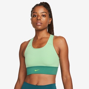 Nike Womens Dri-FIT Swoosh Sports Bra - Enamel Green/Bicoastal/Ghost Green  - Womens Clothing