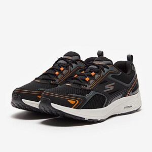 Skechers Go Run Consistent Black Leather Synthetic Orange Trim Mens Shoes Pro Direct Running