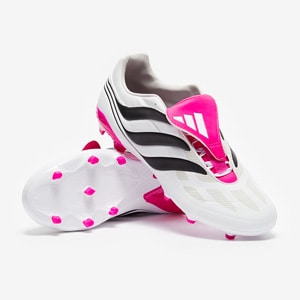 adidas Predator Precision+ FG Firm Ground Soccer Cleats - White & Black  with Team Shock Pink 2