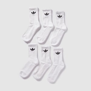 adidas Originals Trefoil Cushioned Crew Socks (6 Pairs) - White | Pro:Direct Soccer