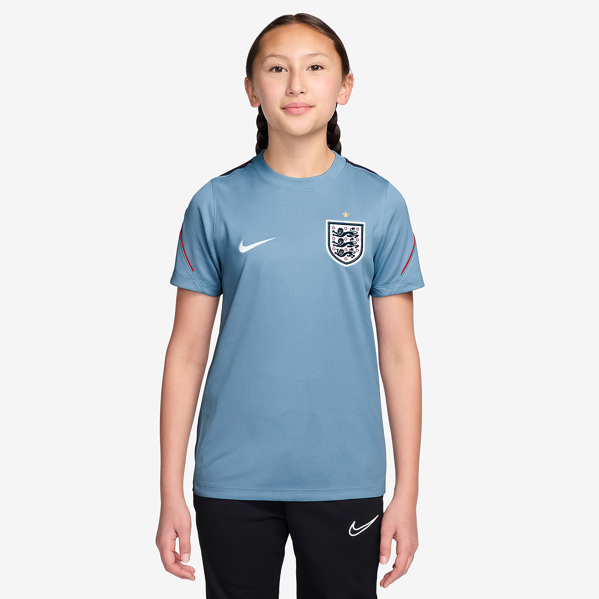 Nike England 2026 Kids Dri Fit Strike Top Work Obsidian White Blue