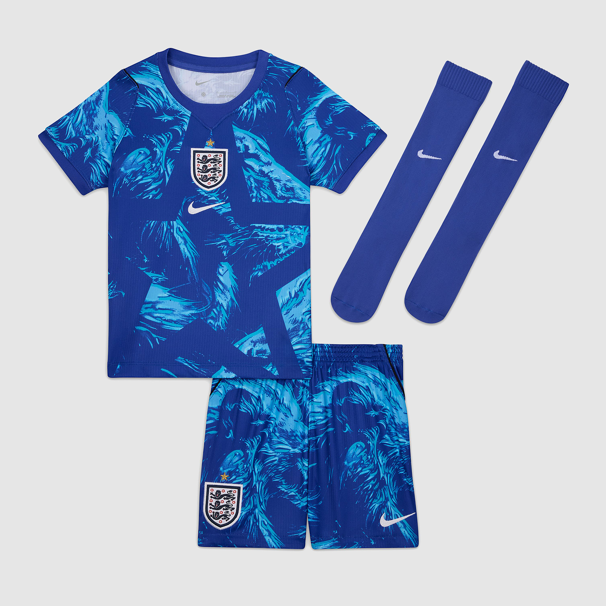 Nike England 2026 Infants Dri Fit Stadium Goalkeeper Kit Astronomy Black White Blue