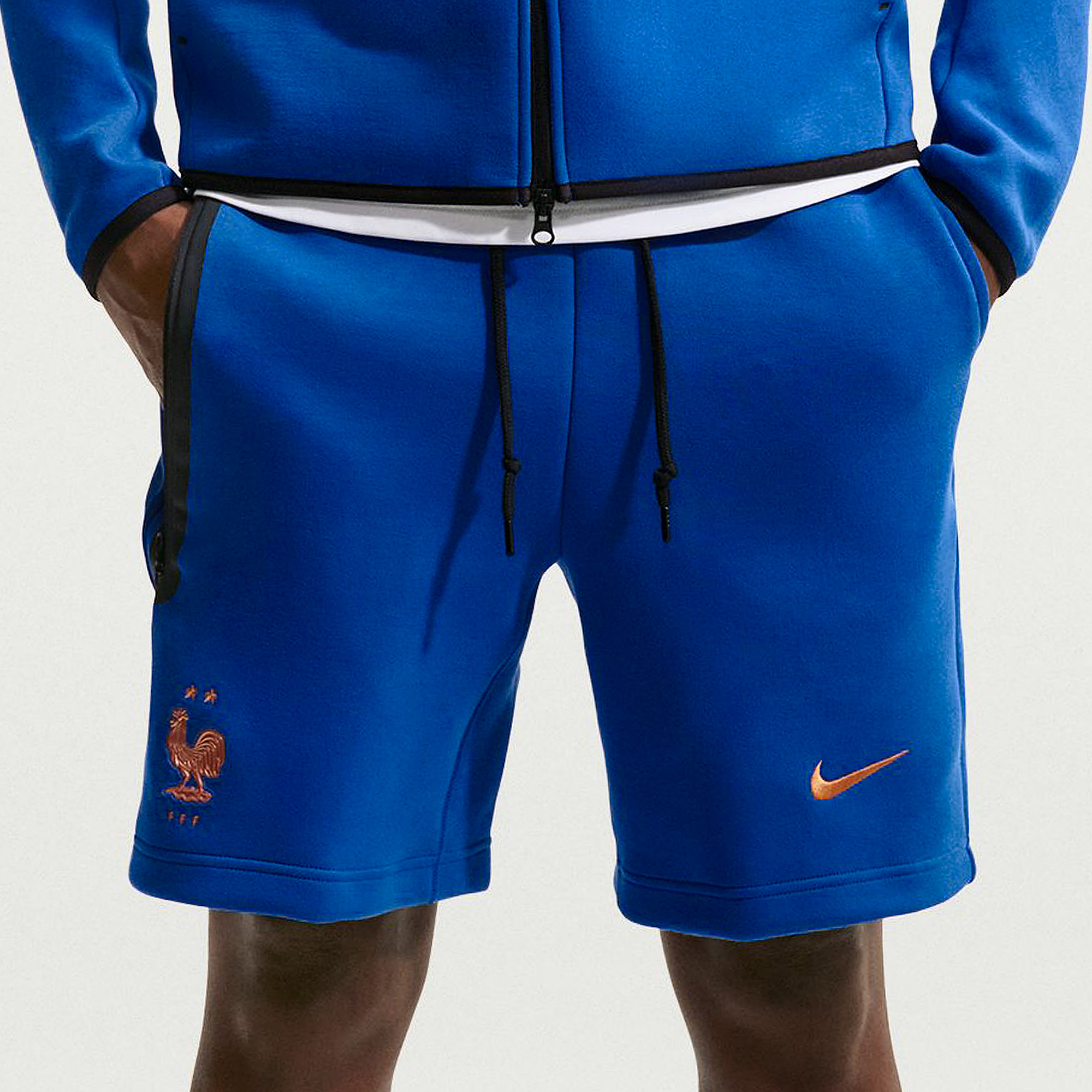 Nike France 2026 Tech Fleece Shorts Game Royal Metallic Copper Blue