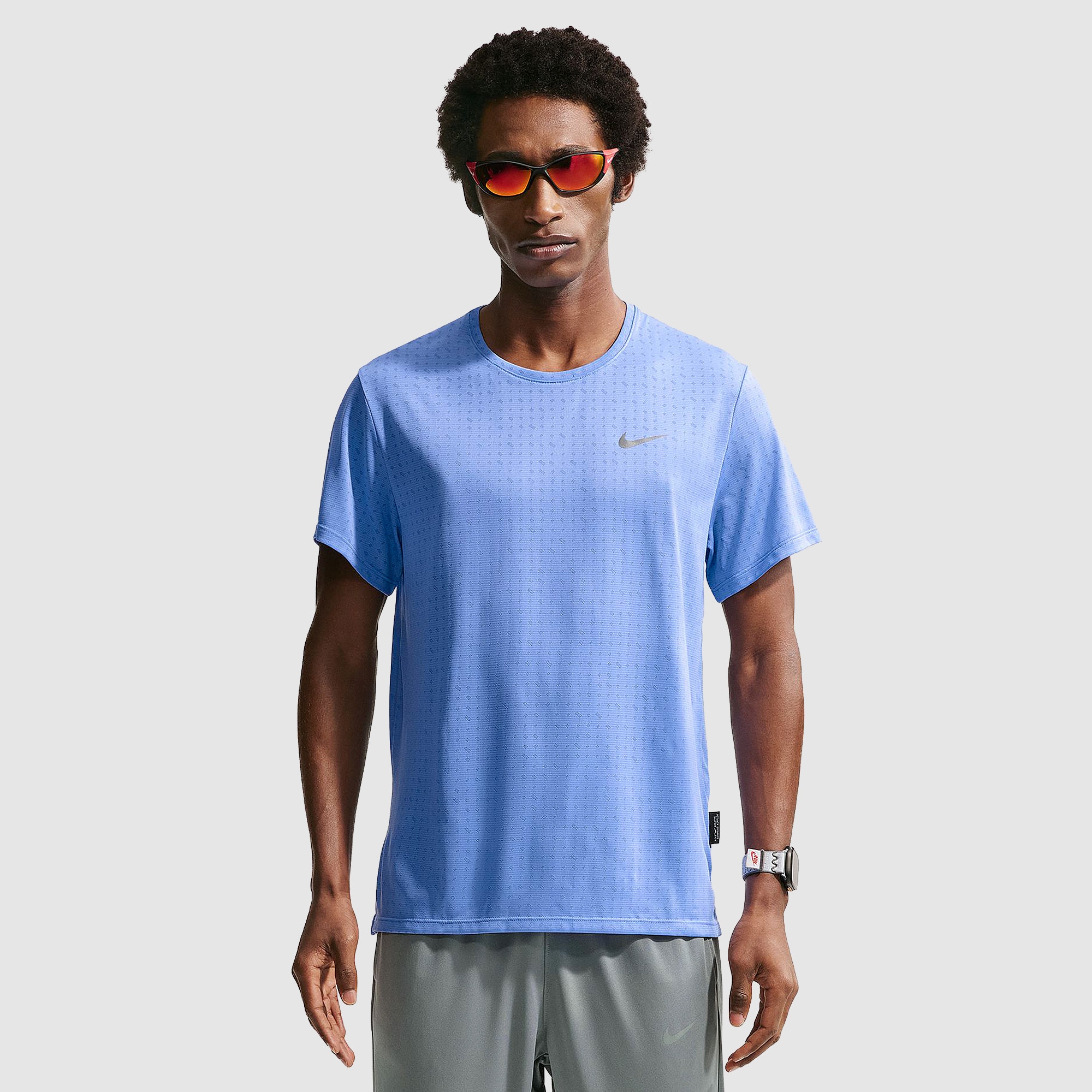 Nike Dri Fit Breathe Miler T Shirt Royal Pulse Reflective Silv Blue