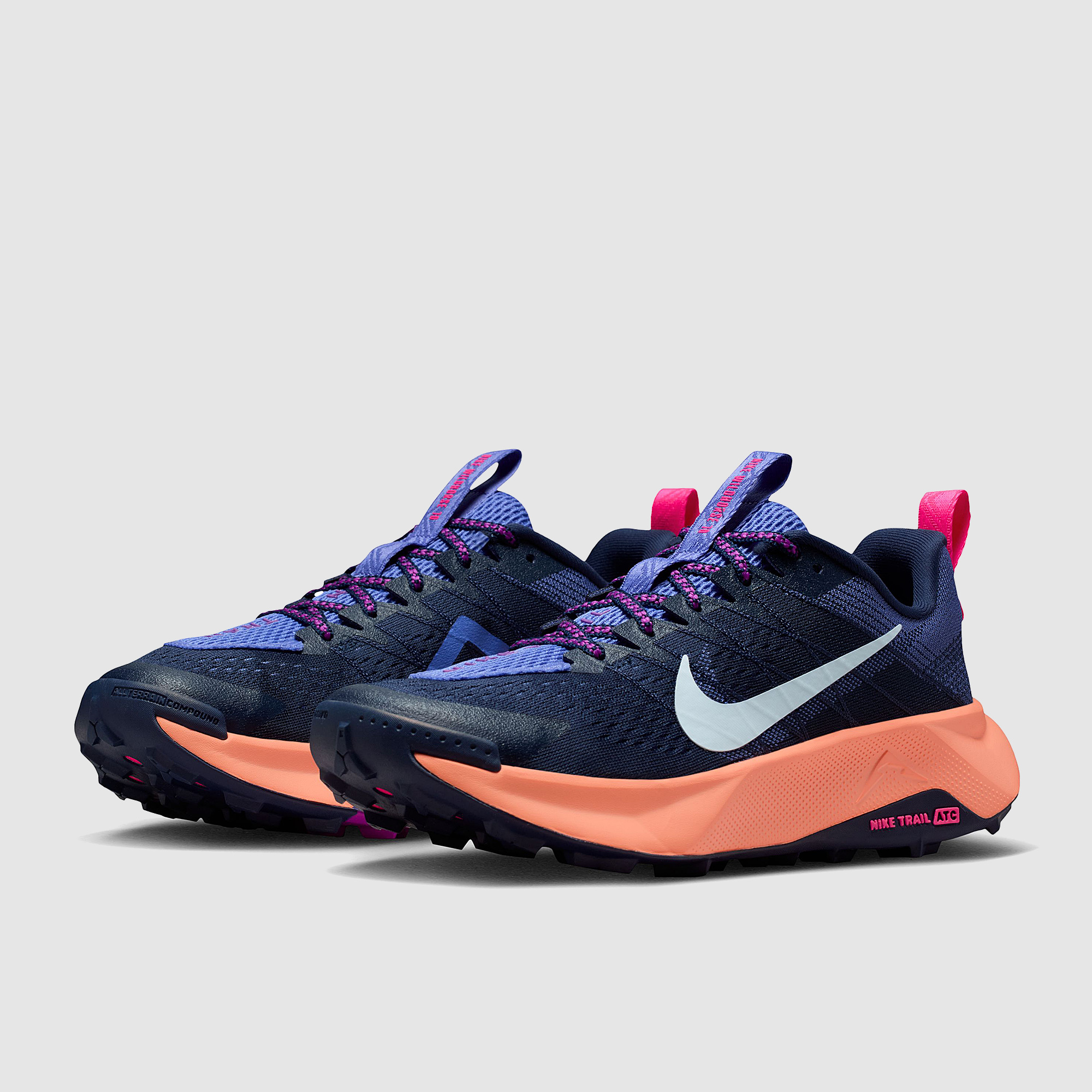 Nike Womens Reactx Wildhorse 10 Midnight Navy Hydrogen Sapphire Orange Pulse Hyper Pink Vivid Purple Blue