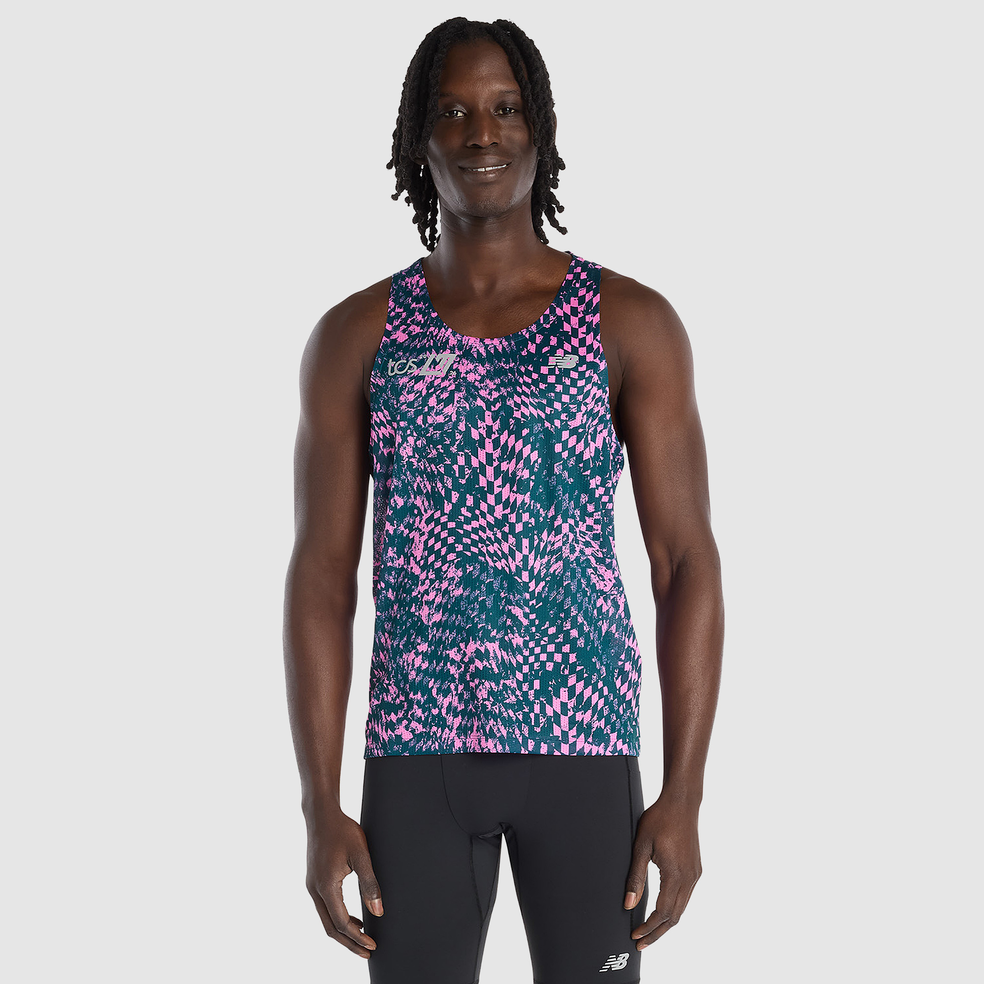 New Balance London Edition Athletics Printed Singlet Heat Pink