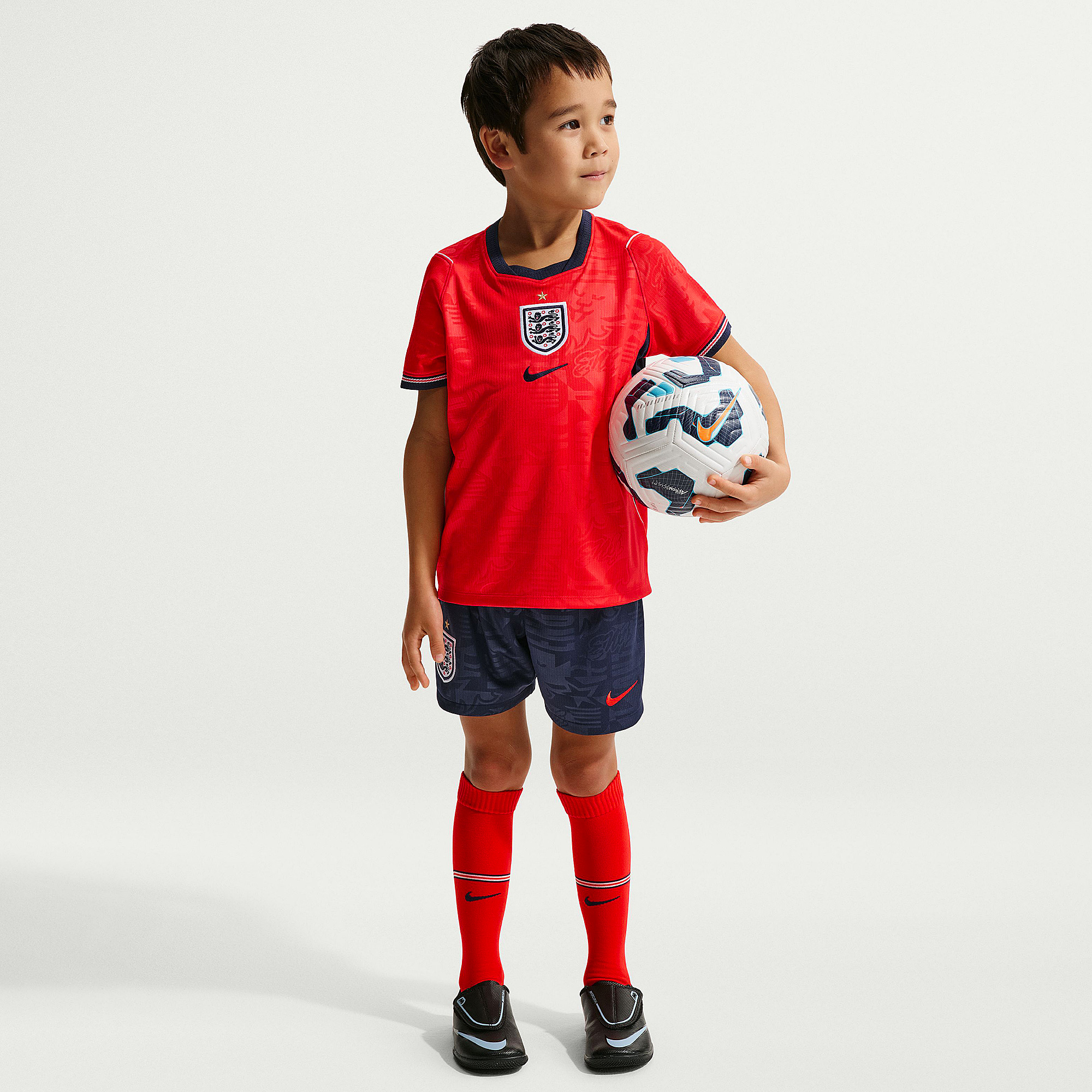 Nike England 2026 Little Kids Dri Fit Stadium Away Kit Speed Obsidian White Red