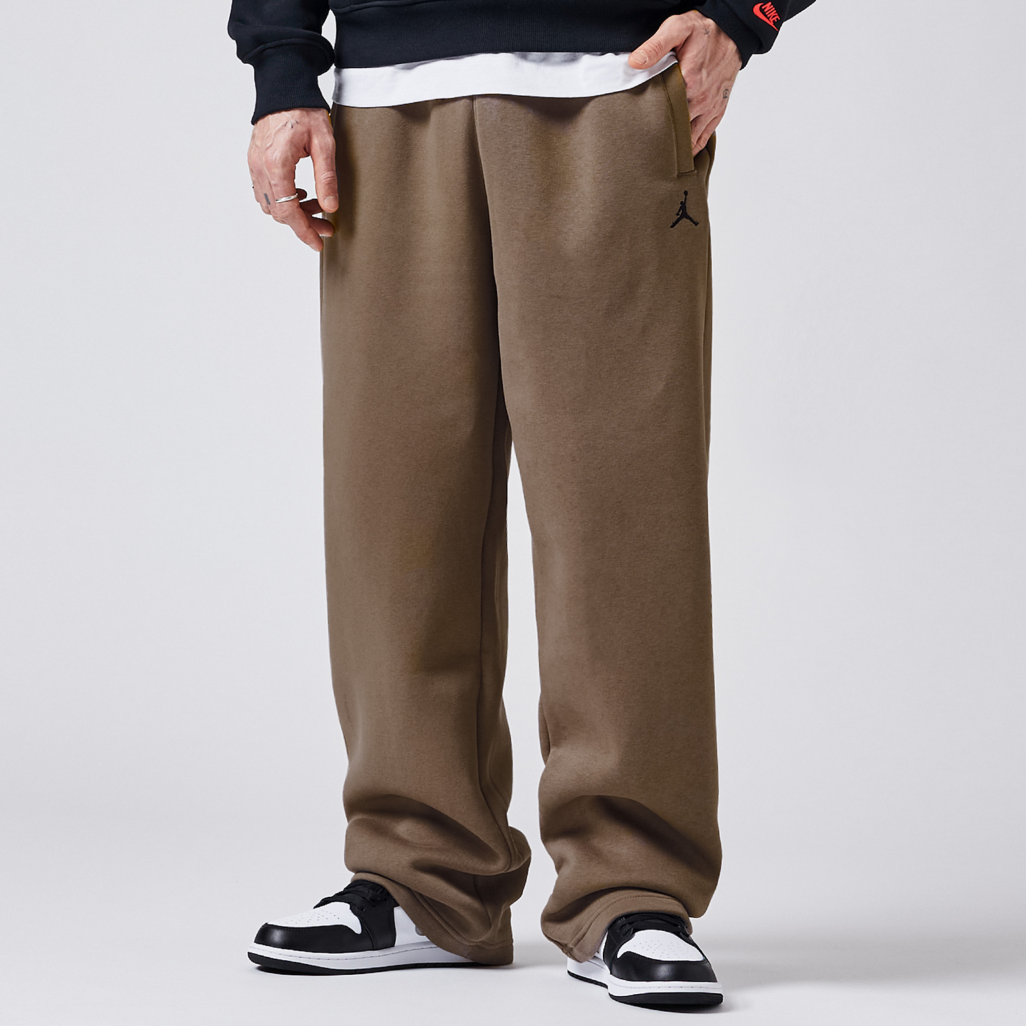 Jordan Brooklyn Oversized Open Hem Fleece Pants Grey