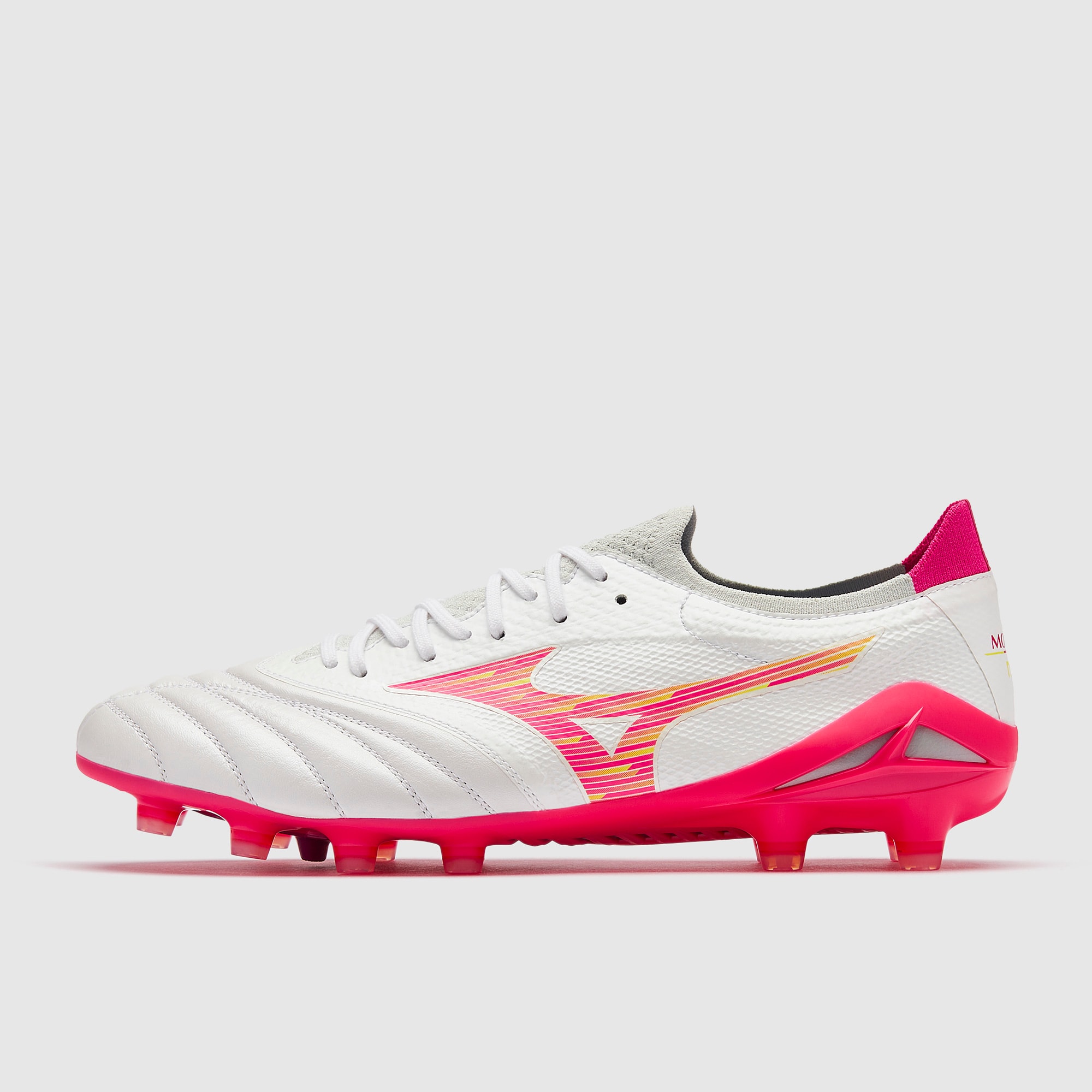 Mizuno Morelia Neo IV Beta Elite Firm Ground - White/Pink Tetra