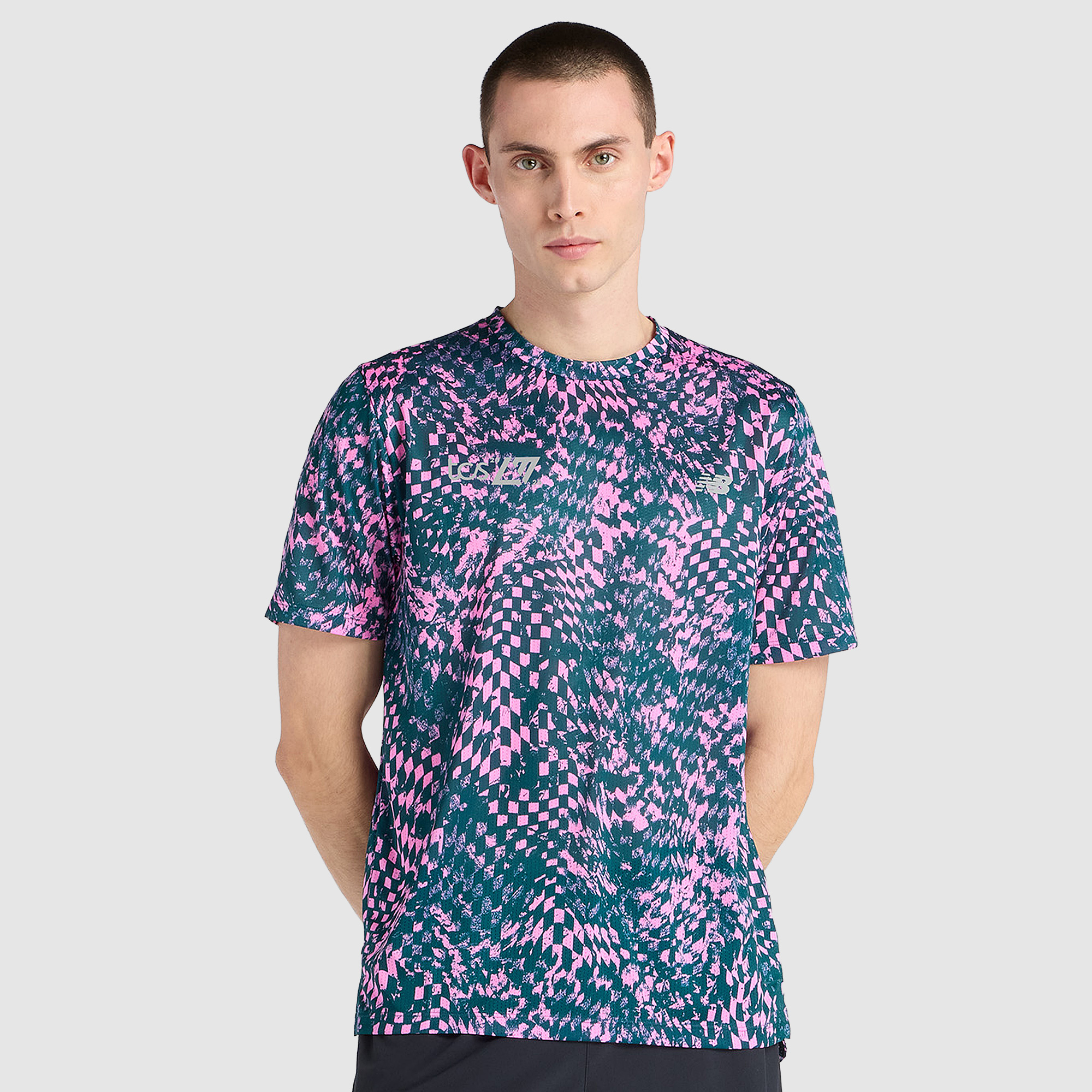 New Balance London Edition Athletics Printed T Shirt Heat Pink