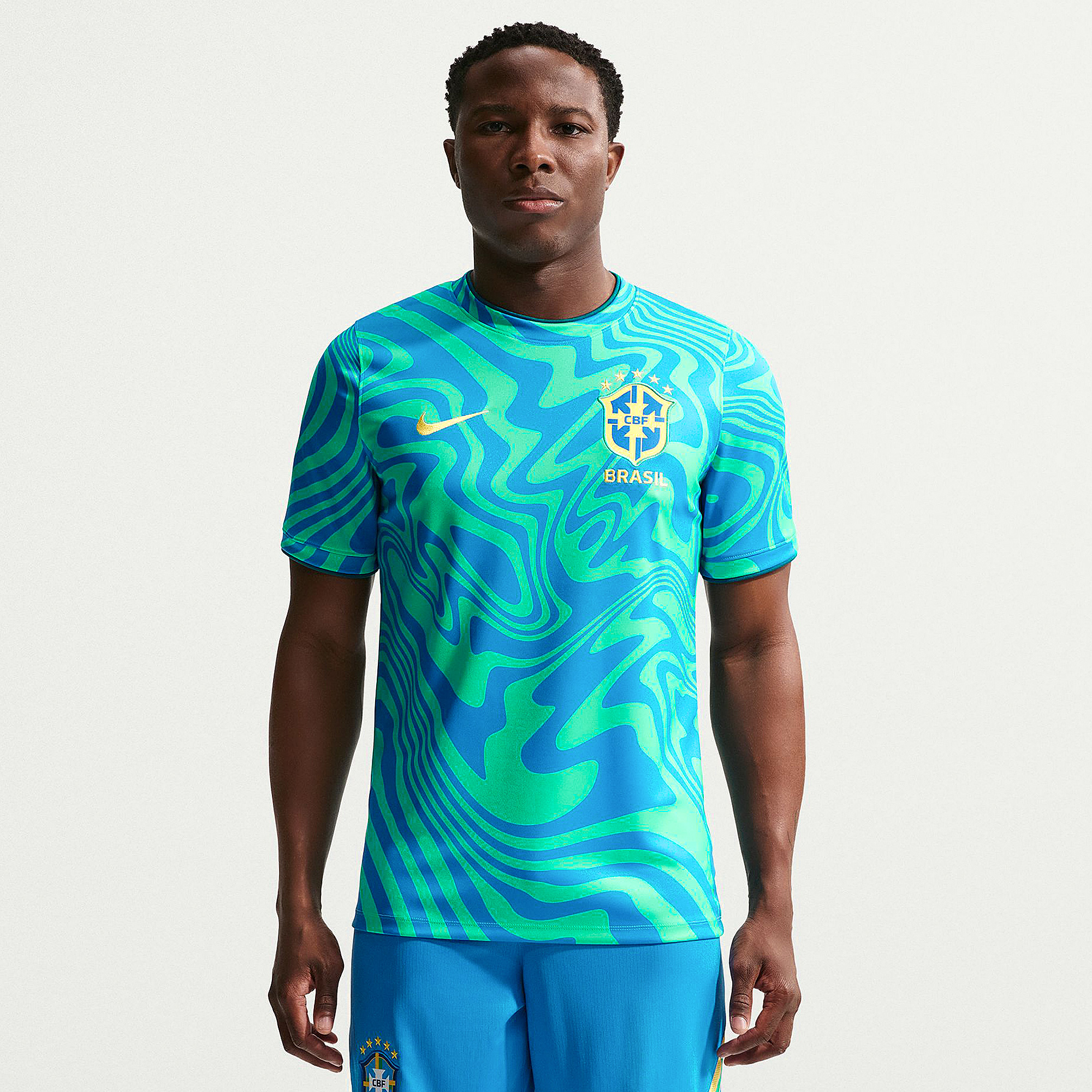 Nike Brazil 2026 Dri Fit Academy Pro Pre Match Shirt Light Menta Lt Photo Blue Canary Green