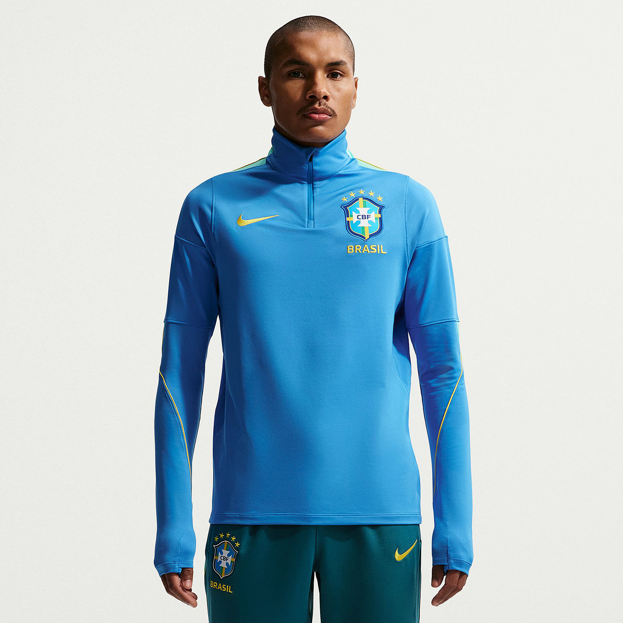 Nike Brazil 2026 Dri Fit Strike Drill Top Lt Photo Light Menta Midwest Gold Blue