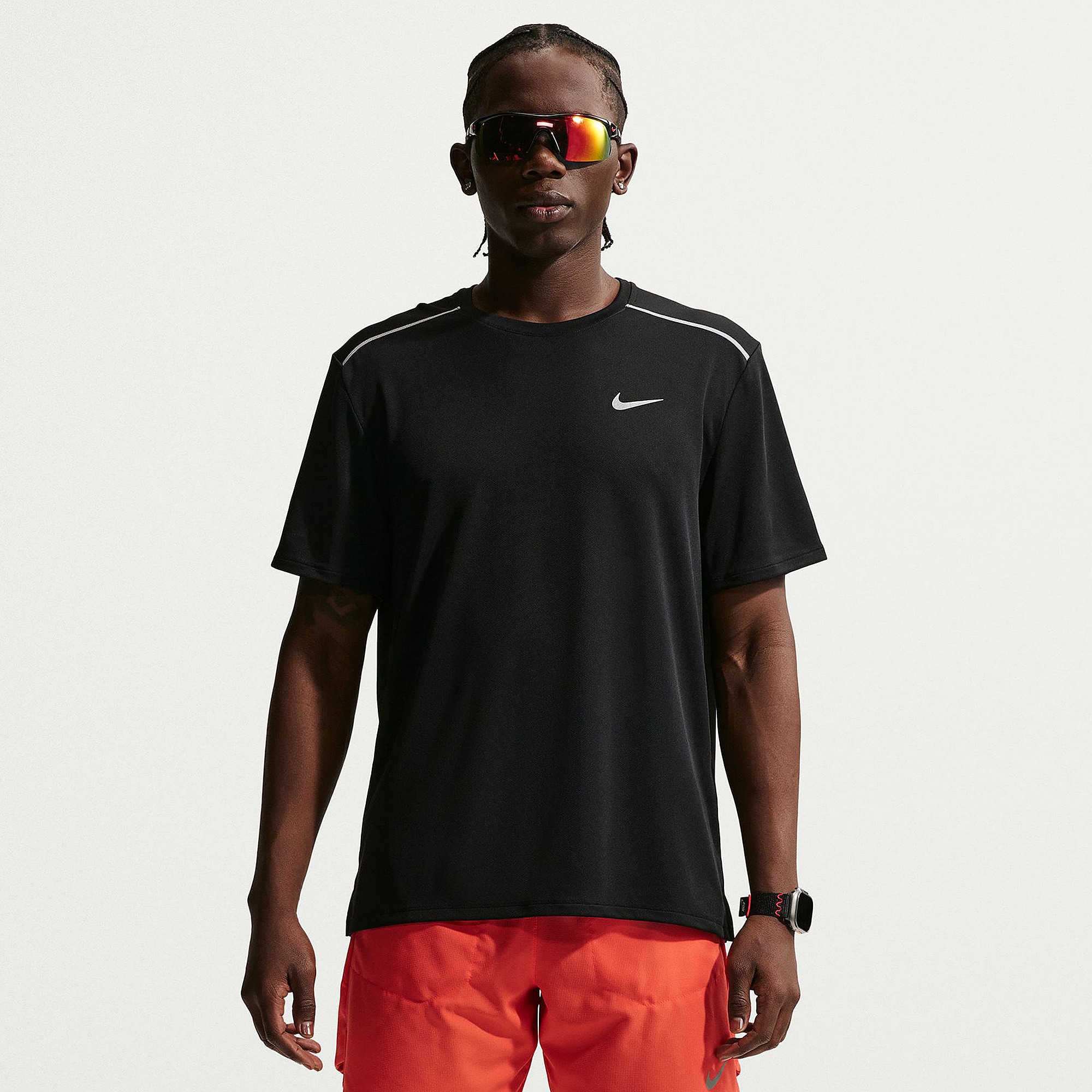 Nike Dri Fit Uv Miler T Shirt Reflective Silv Black