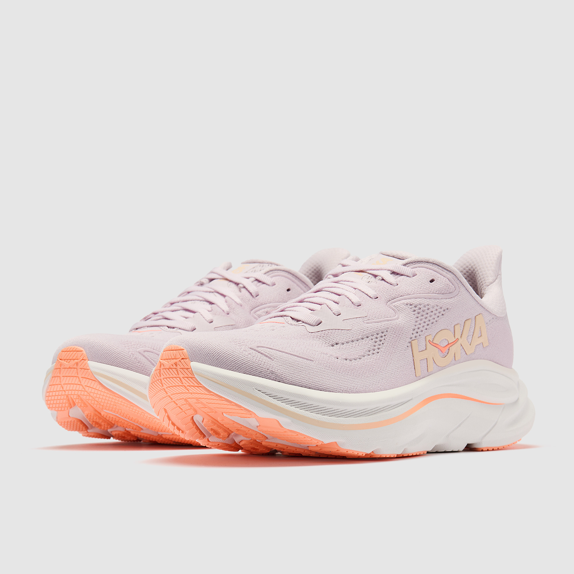 Hoka Womens Clifton 10 Lilac Cream Tangerine Glow Pink