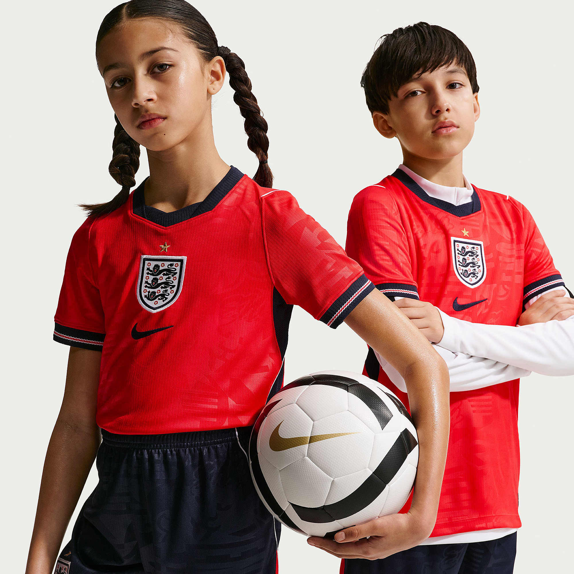 Nike England 2026 Kids Dri Fit Stadium Away Shirt Speed Obsidian White Red