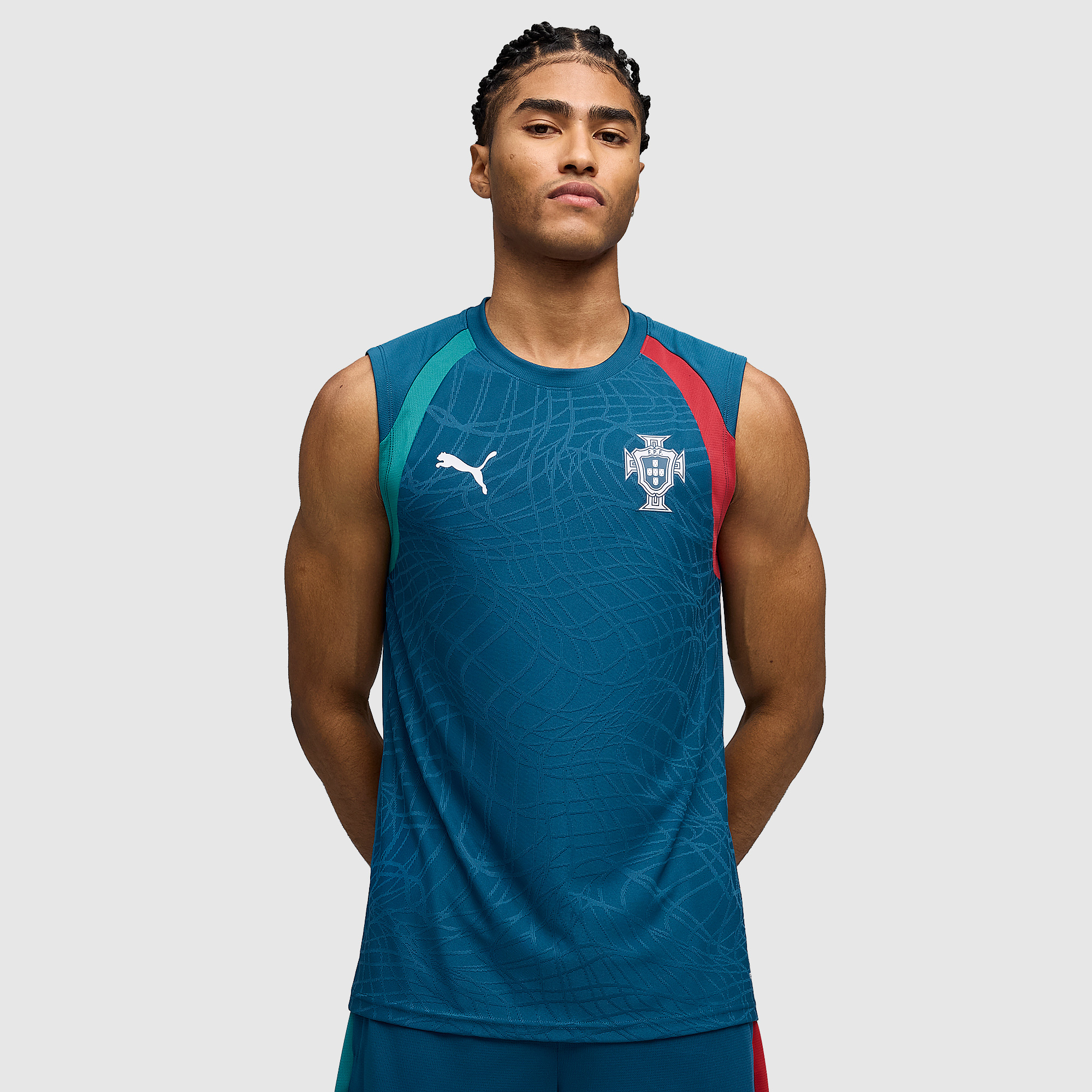 Puma Portugal 2026 Sleeveless Training Shirt Ocean Tropic Silver Mist Blue