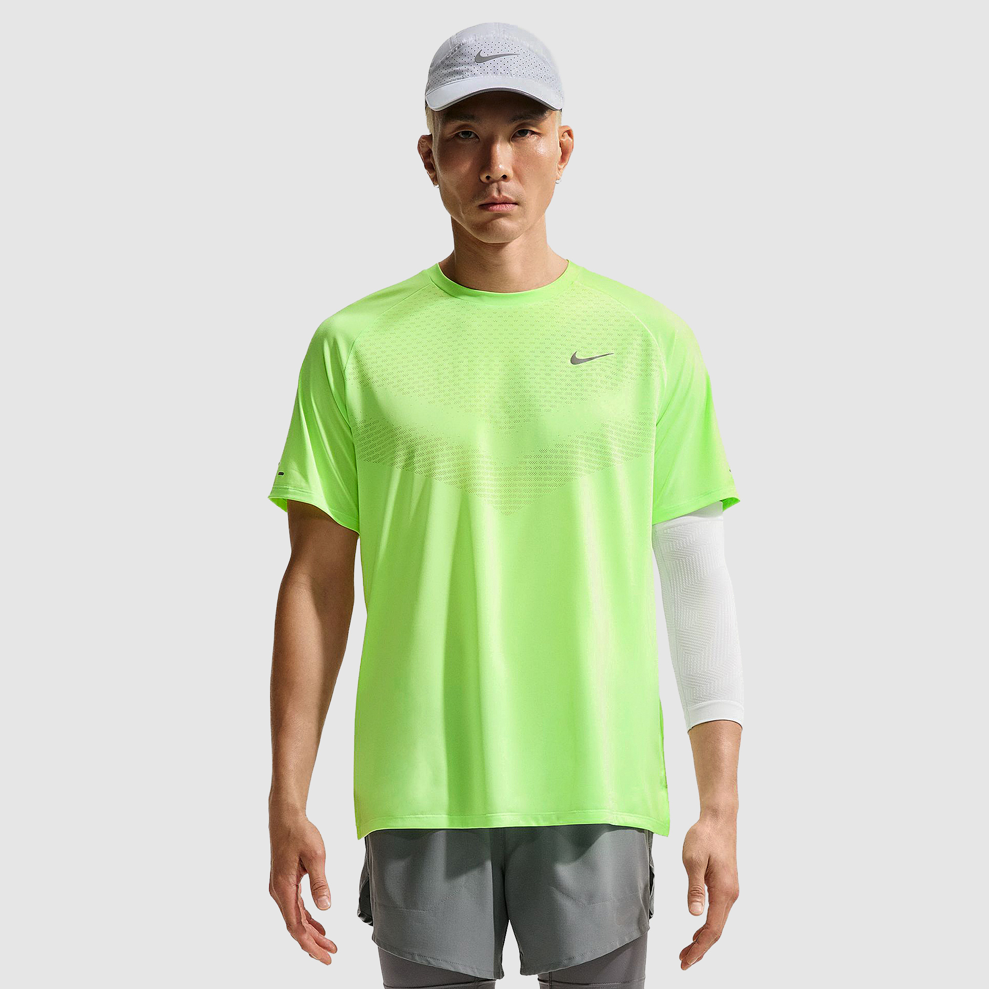 Nike Dri Fit Adv Stride T Shirt Lime Blast Reflective Silv Green
