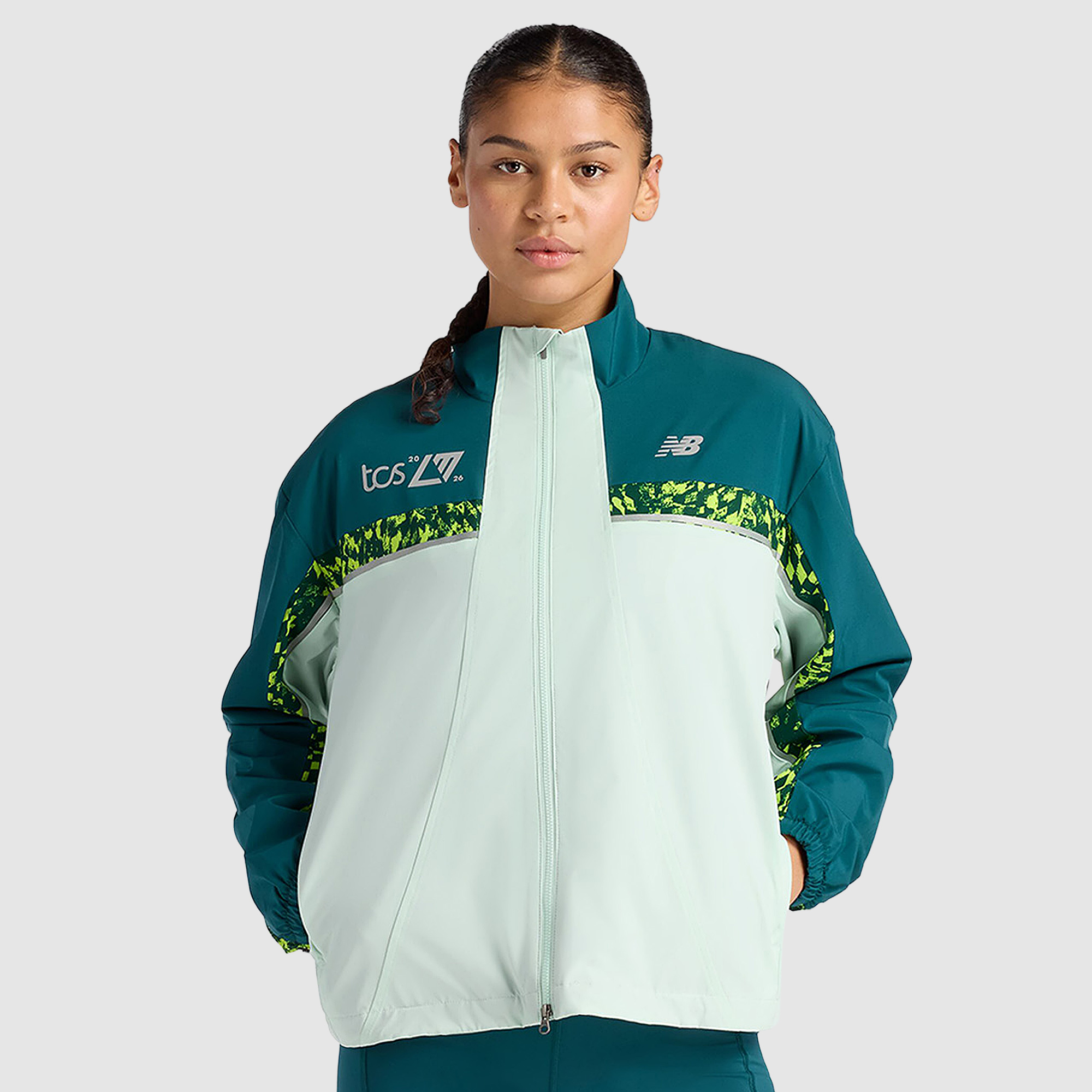 New Balance Womens London Edition Marathon Jacket Cosmic Jade Green