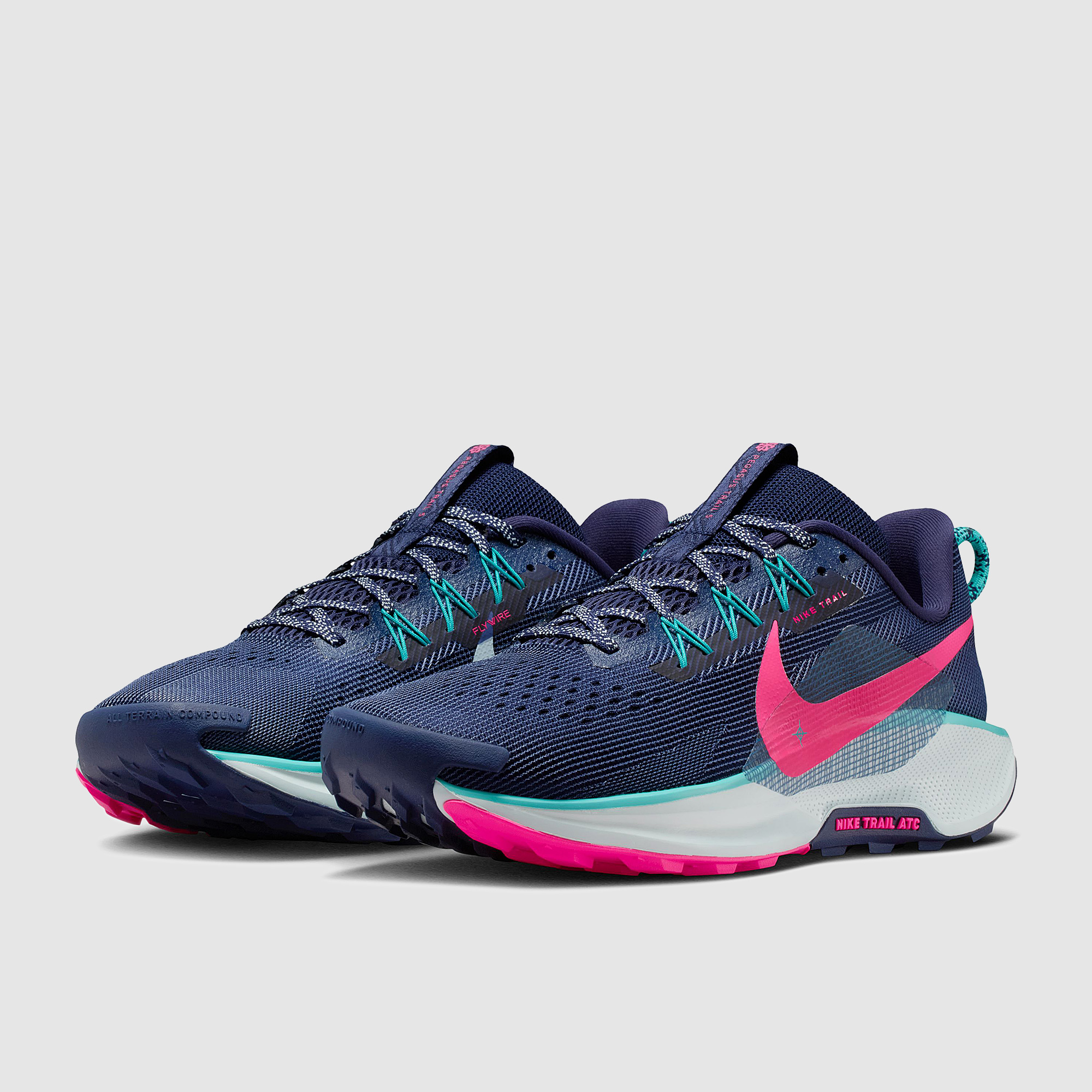 Nike Reactx Pegasus Trail 5 Midnight Hyper Pink Dusty Cactus Glacier Blue Navy