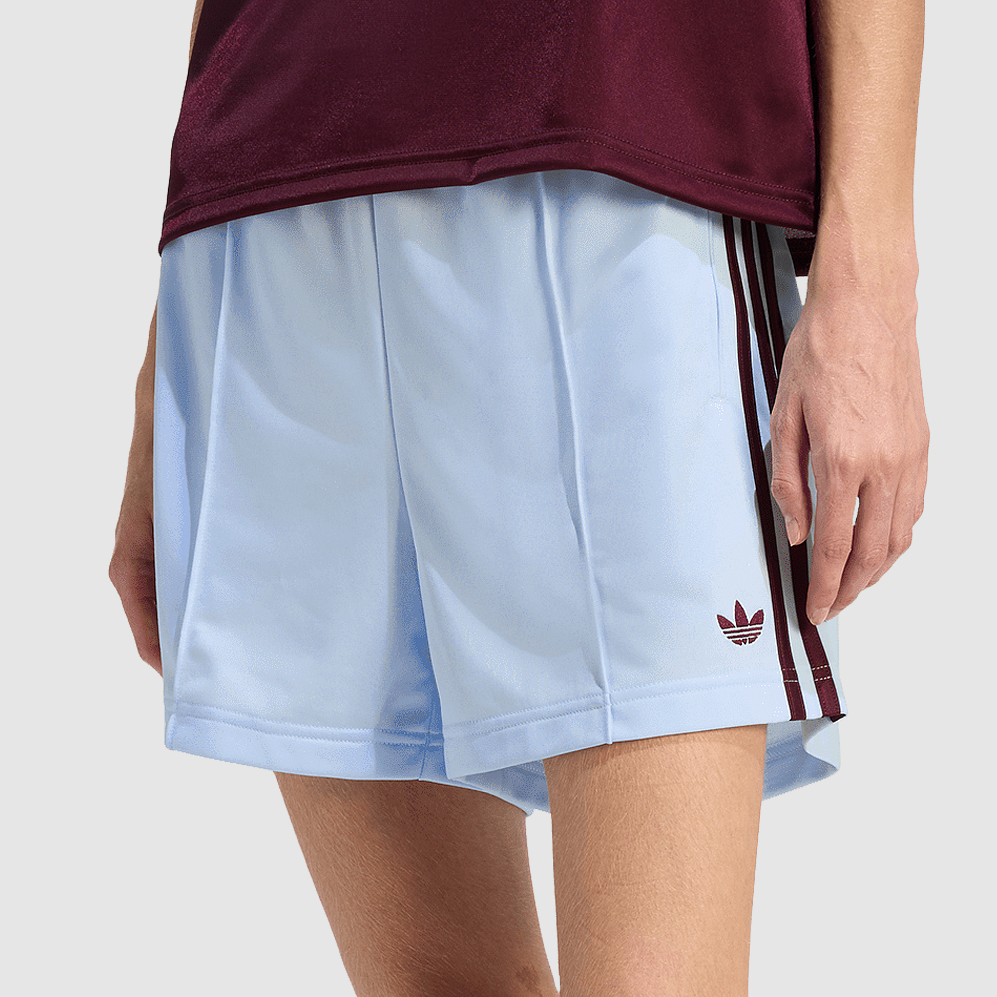 Adidas Originals Womens Firebird Shorts Crystal Sky Maroon Blue