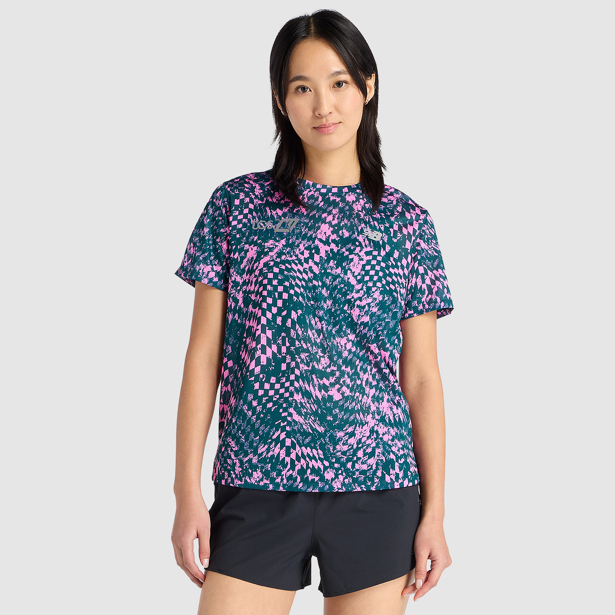 New Balance Womens London Edition Athletics Printed T Shirt Heat Pink