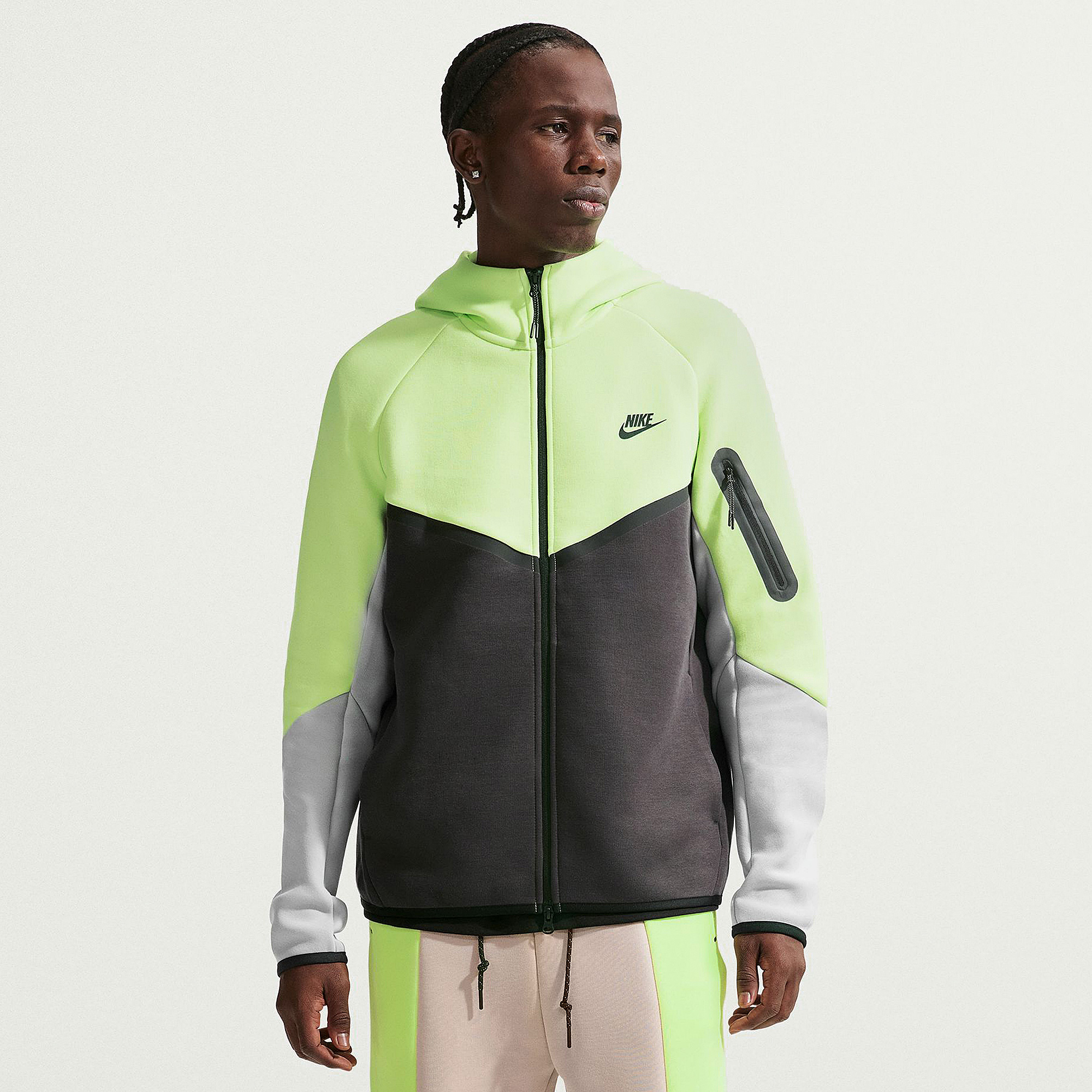Nike Sportswear Tech Fleece Windrunner Full Zip Jacket Lt Liquid Lime Anthracite Black Green