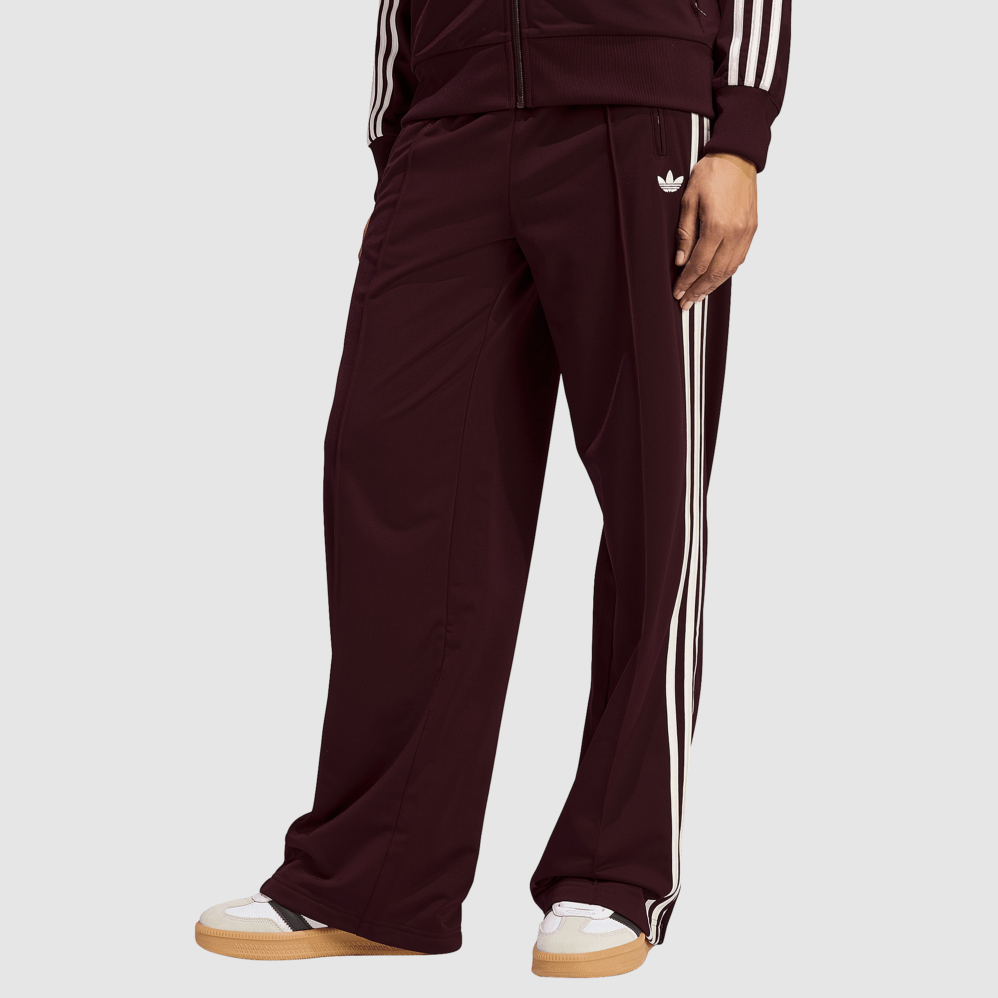 Adidas Originals Womens Loose Firebird Track Pants Off White Maroon
