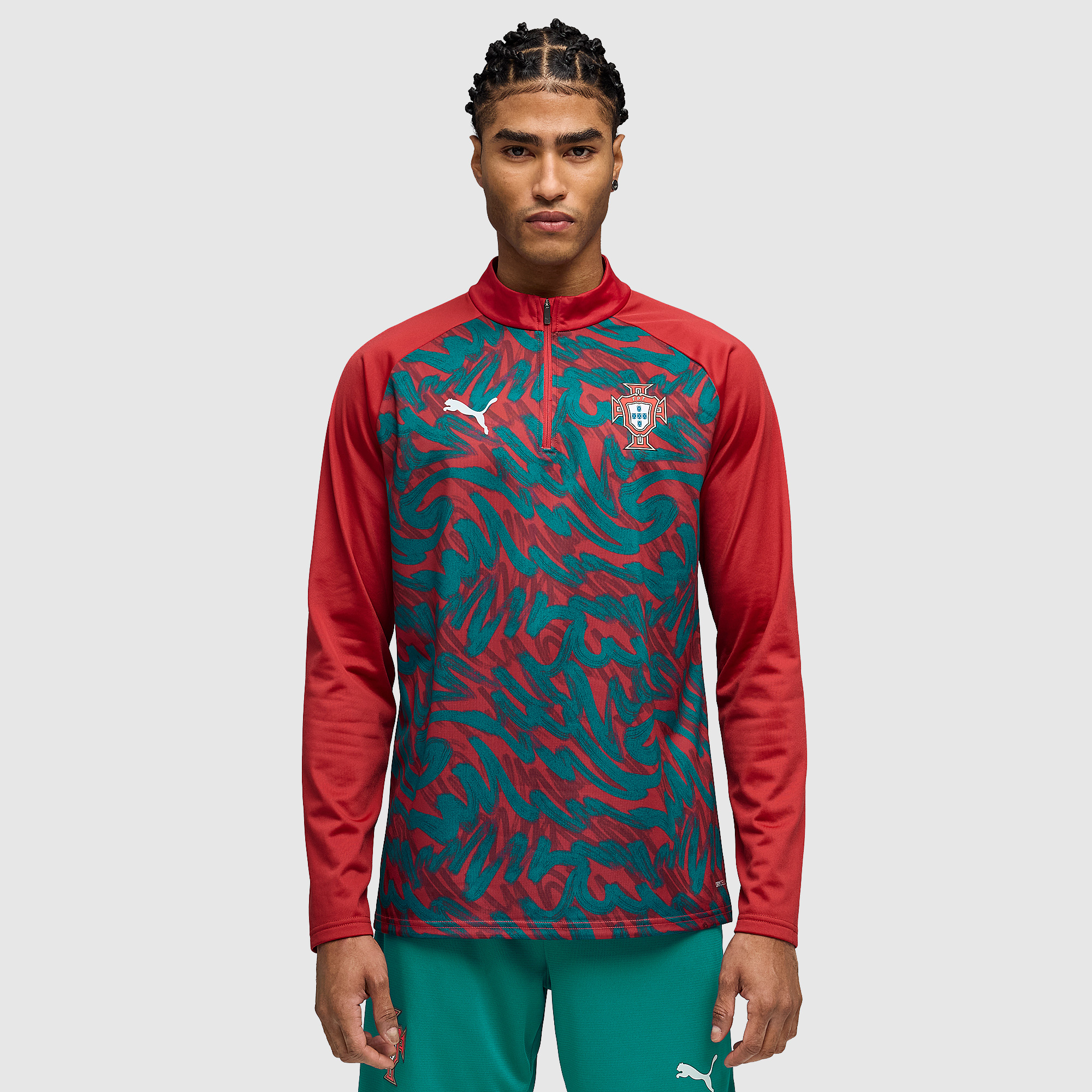 Puma Portugal 2026 Drill Top - Club Red/Green Lagoon - Mens