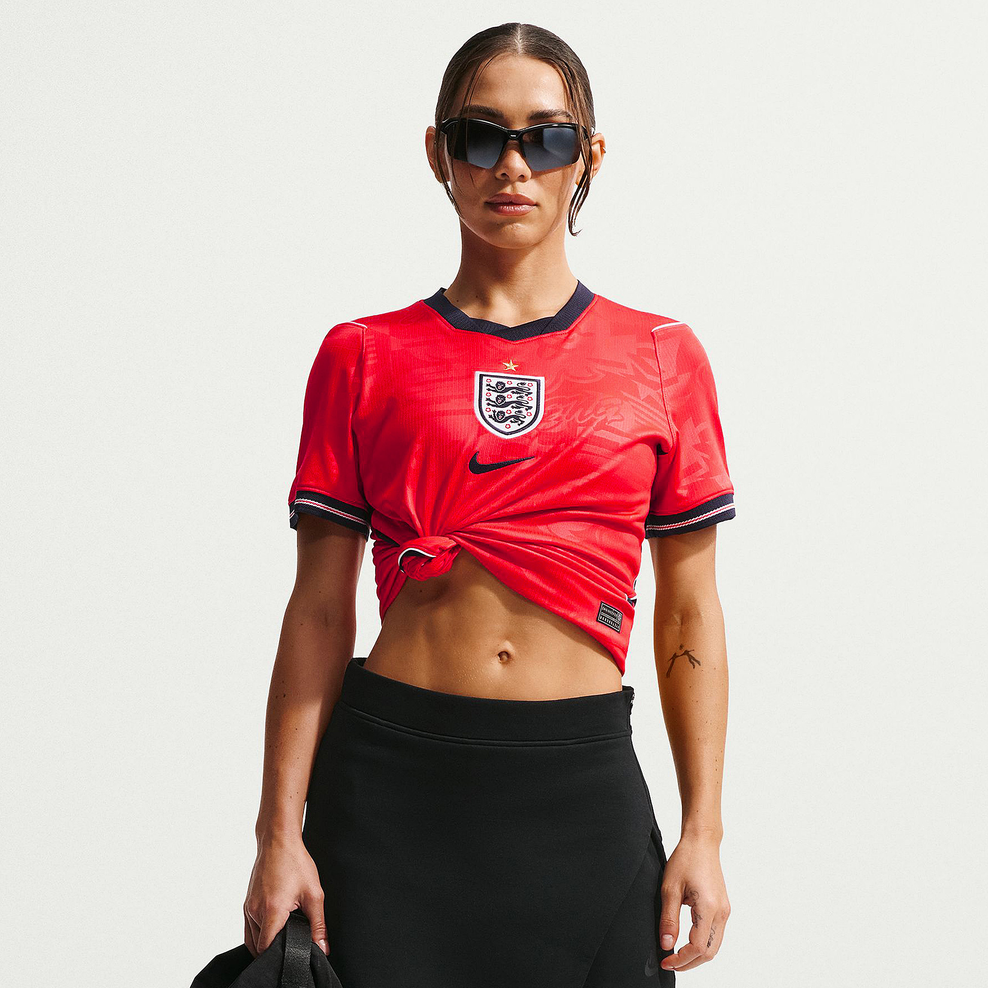 Nike England 2026 Womens Dri Fit Stadium Away Shirt Speed Obsidian White Red