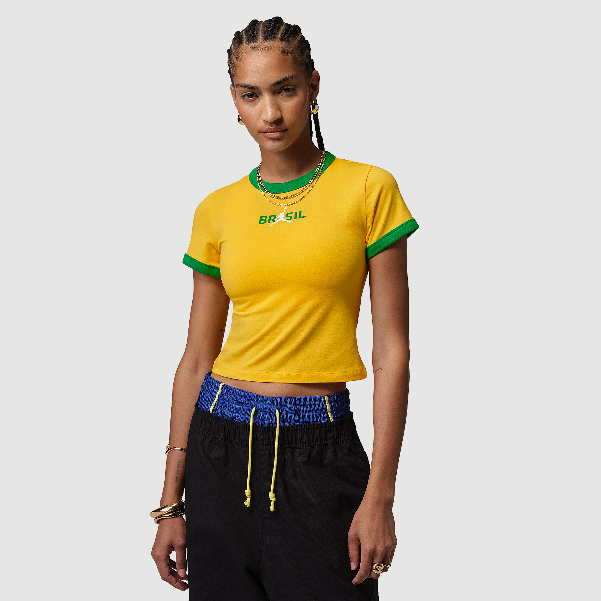 Jordan Brazil 2026 Womens Crewneck Shirt Varsity Maize Lucky Green Yellow