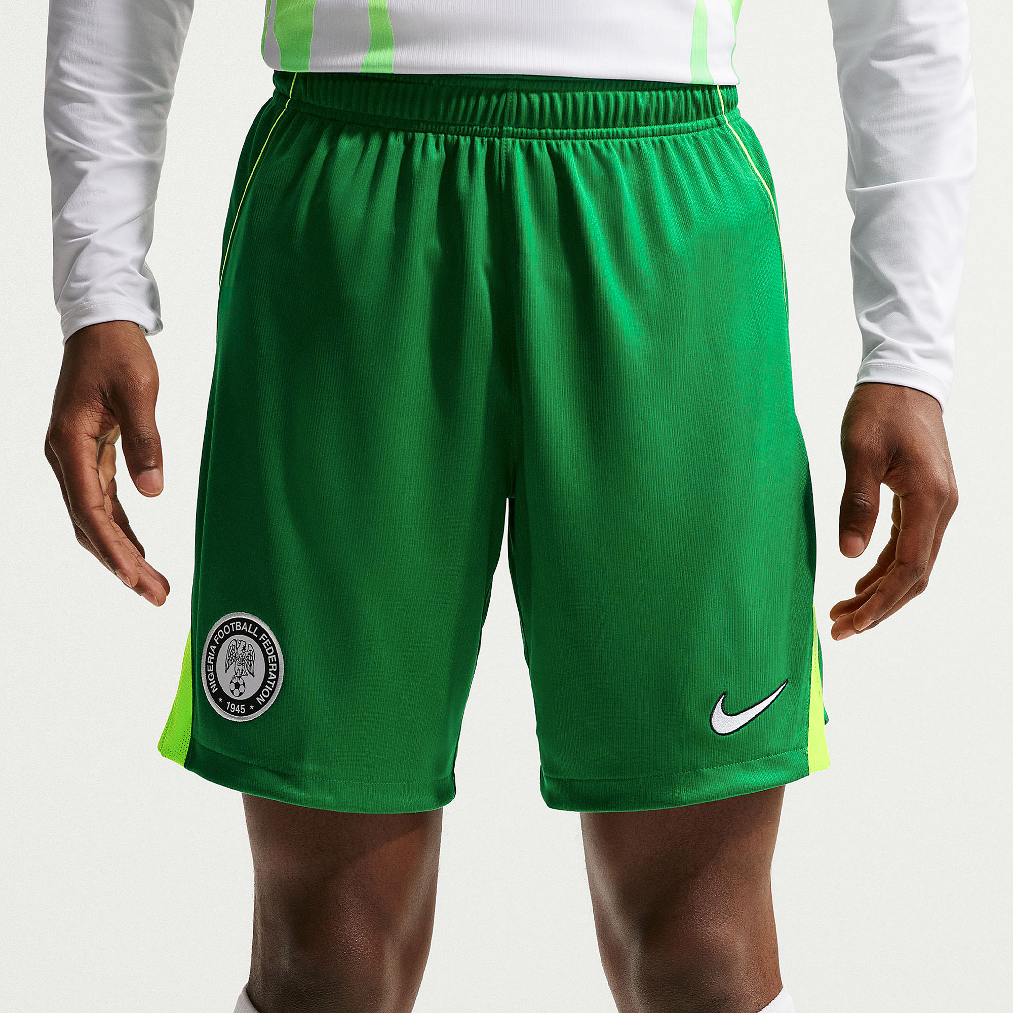 Nike Nigeria 2026 Dri Fit Stadium Home Shorts Pine Electric White Green