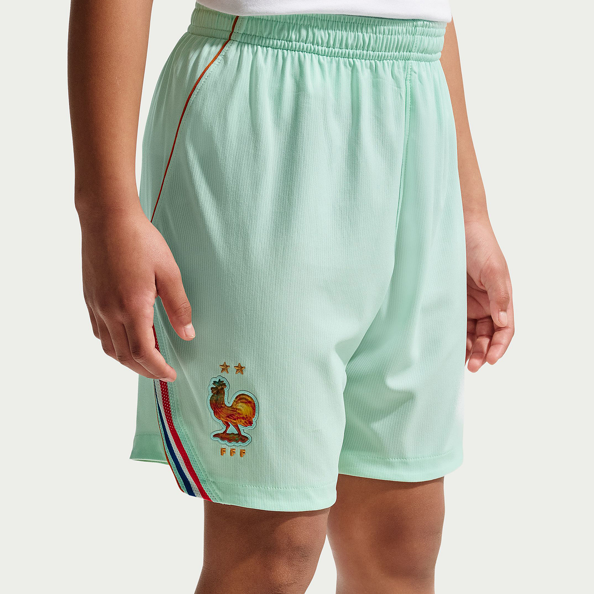 Nike France 2026 Kids Dri Fit Stadium Away Shorts Igloo Monarch Monarch White