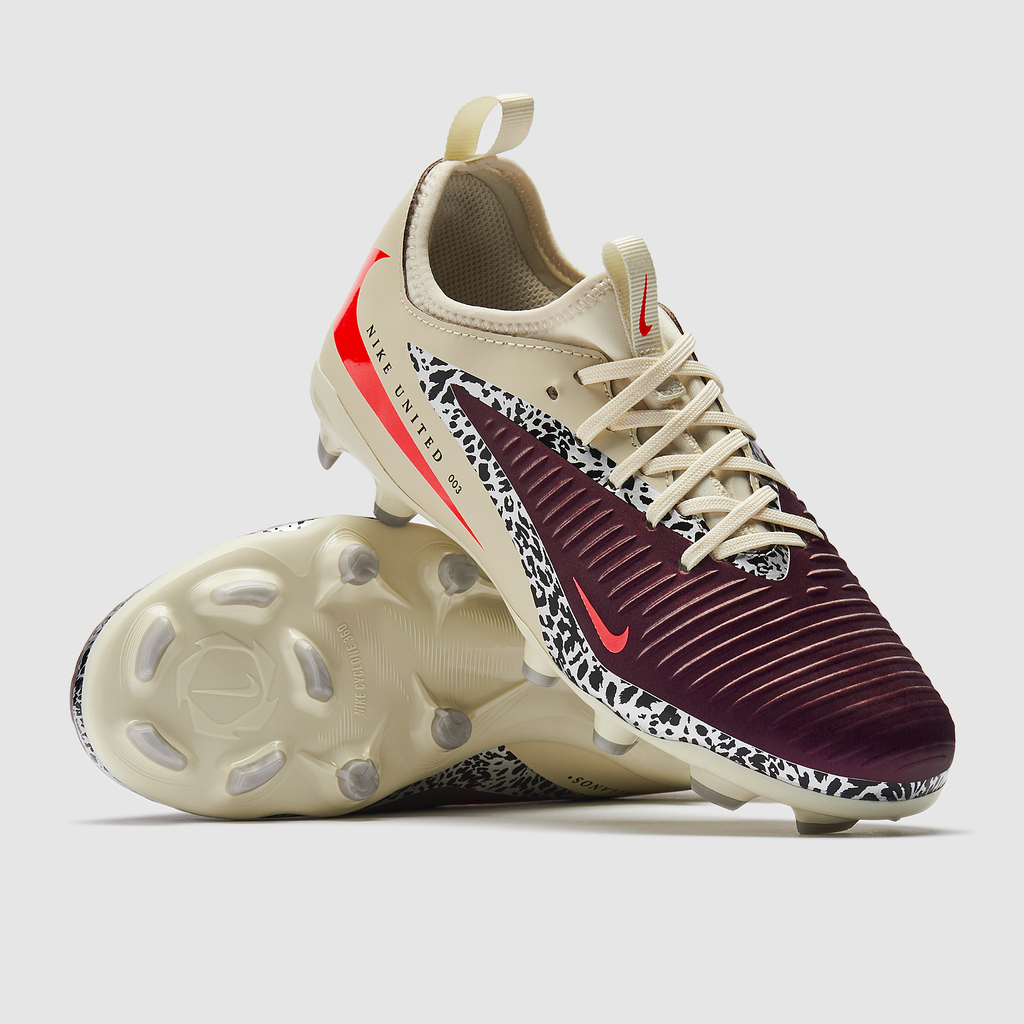 Nike Kids Phantom 6 Low Academy Firm Ground/Mixed Ground - Burgundy  Crush/Univ Red/Fossil - Junior Boots | Pro:Direct Soccer