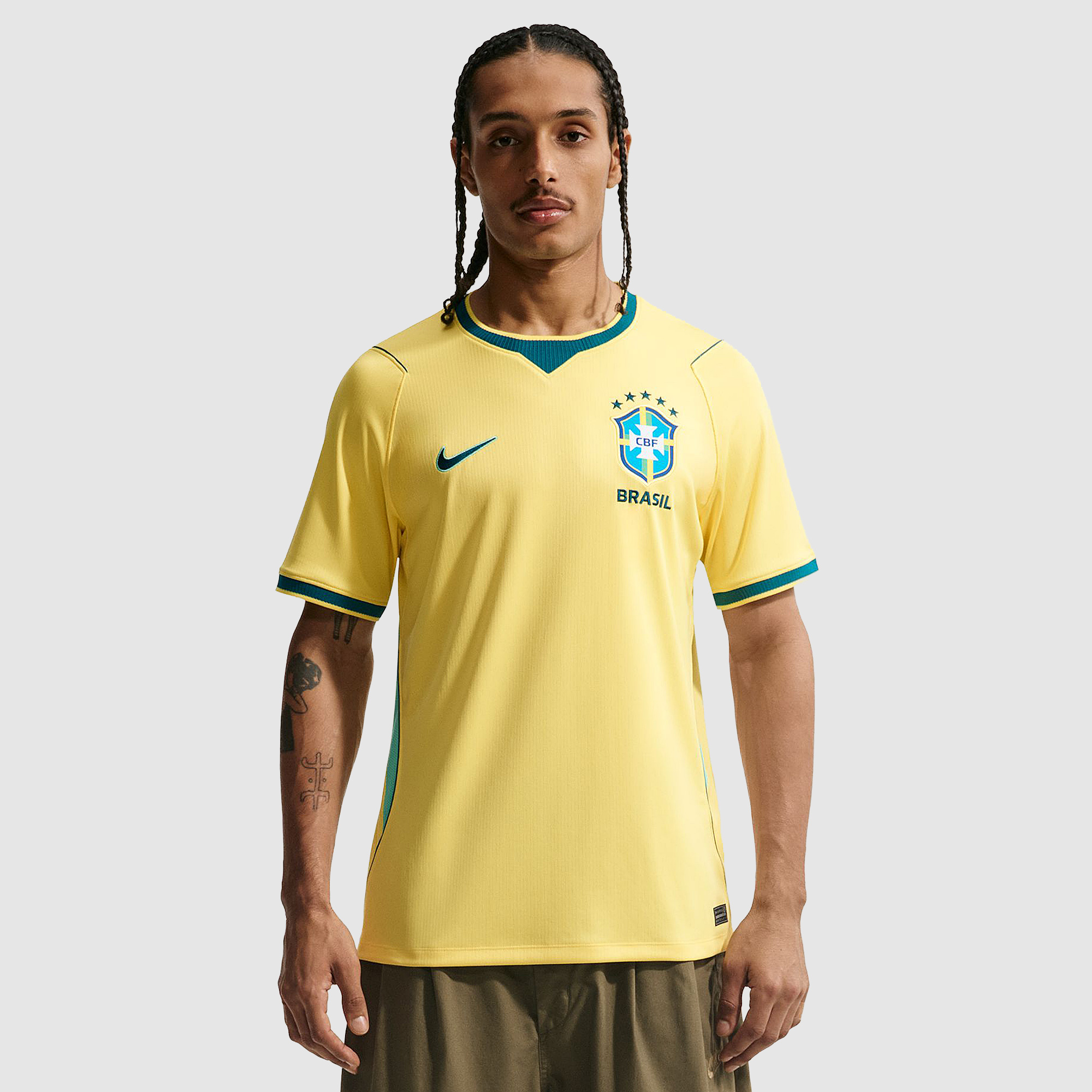 Nike Brazil 2026 Dri Fit Stadium Home Shirt Canary Light Menta Geode Teal Yellow
