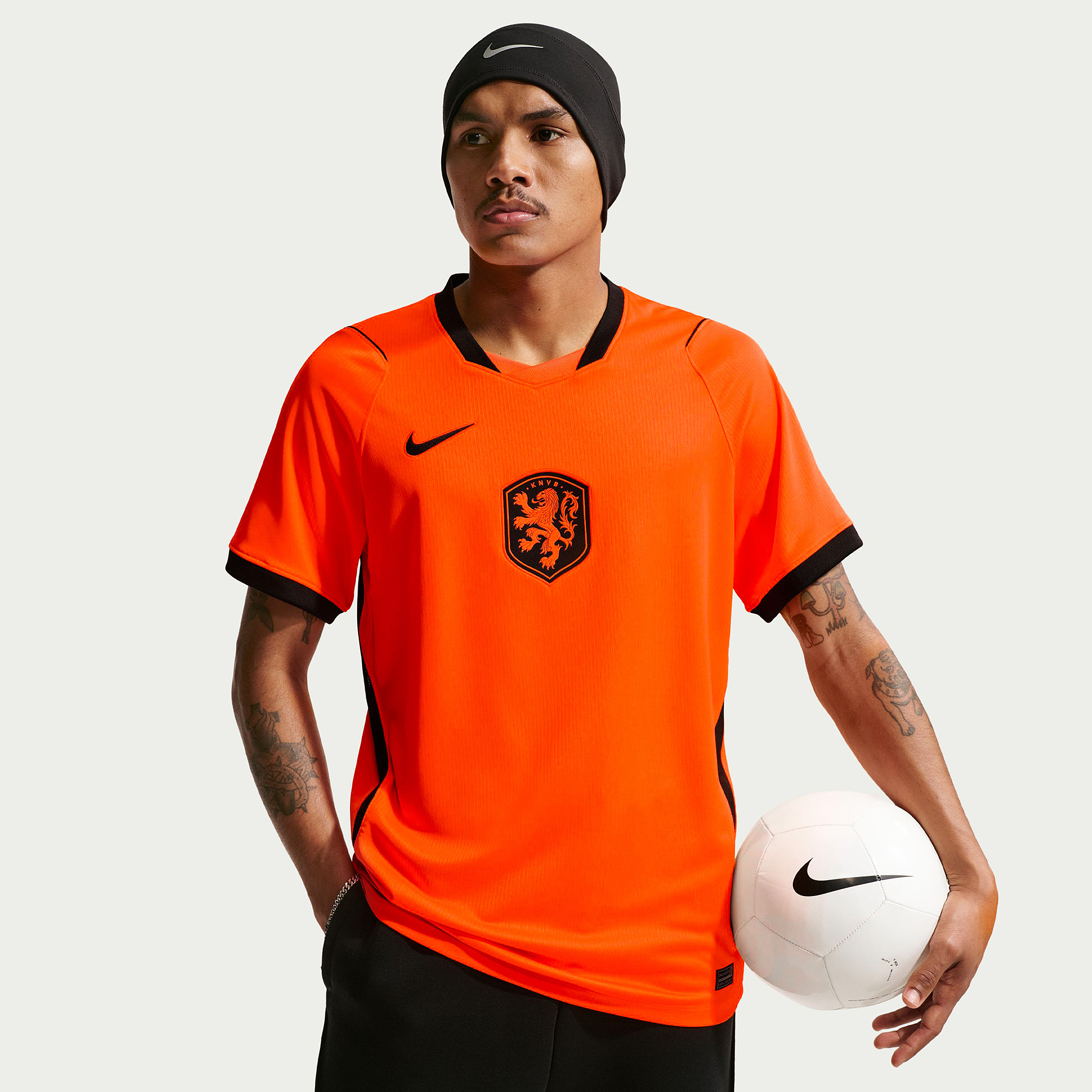 Nike Netherlands 2026 Dri Fit Stadium Home Shirt Hyper Crimson Black Orange