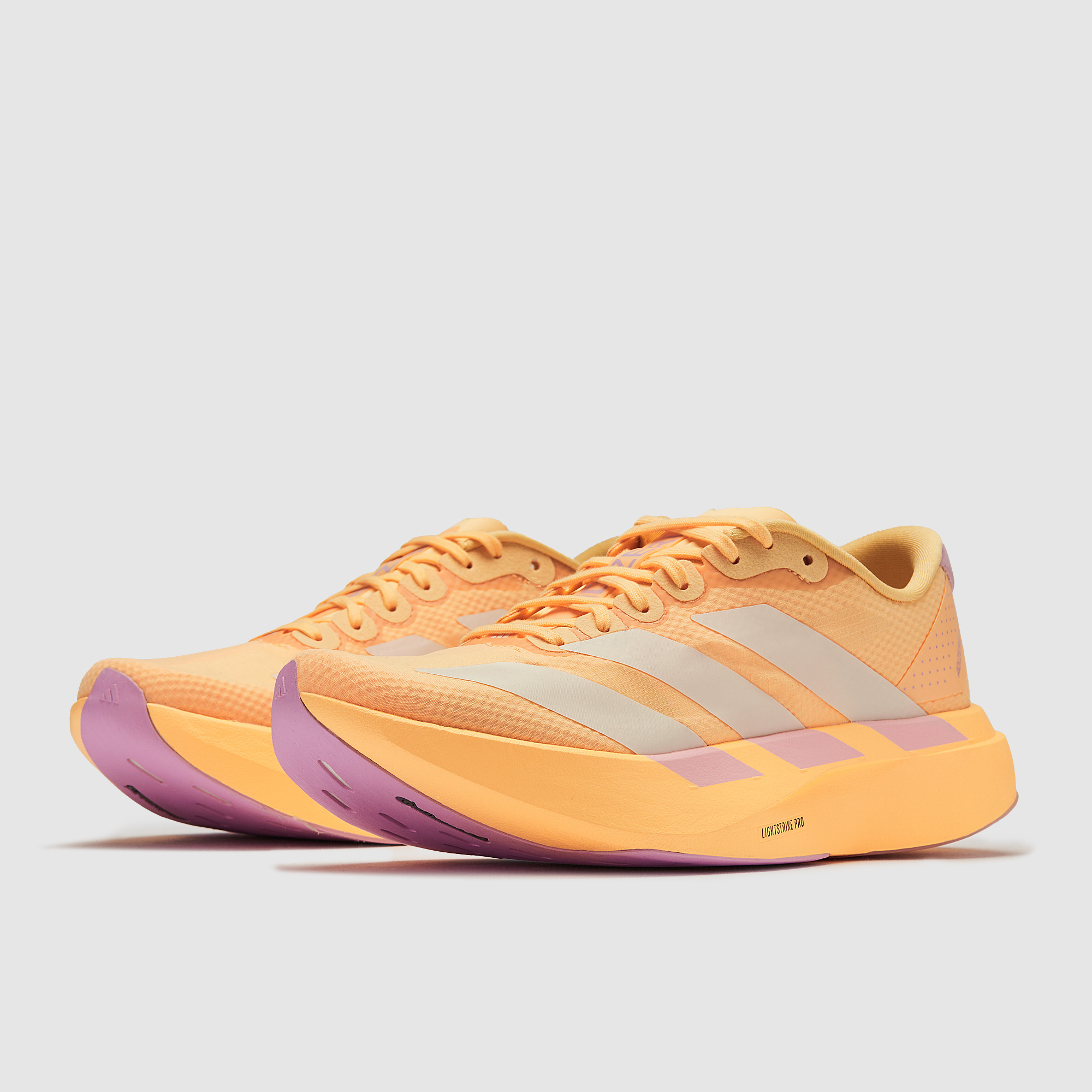 Adidas Adizero Evo Sl Woven Ice Tangerine Ice Gold Met. Bliss Lilac Orange Women's Size 5