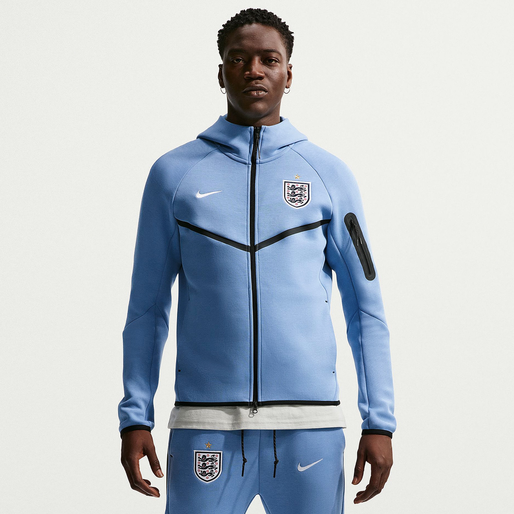 Nike England 2026 Tech Fleece Windunner Hoodie Work White Wstr Blue