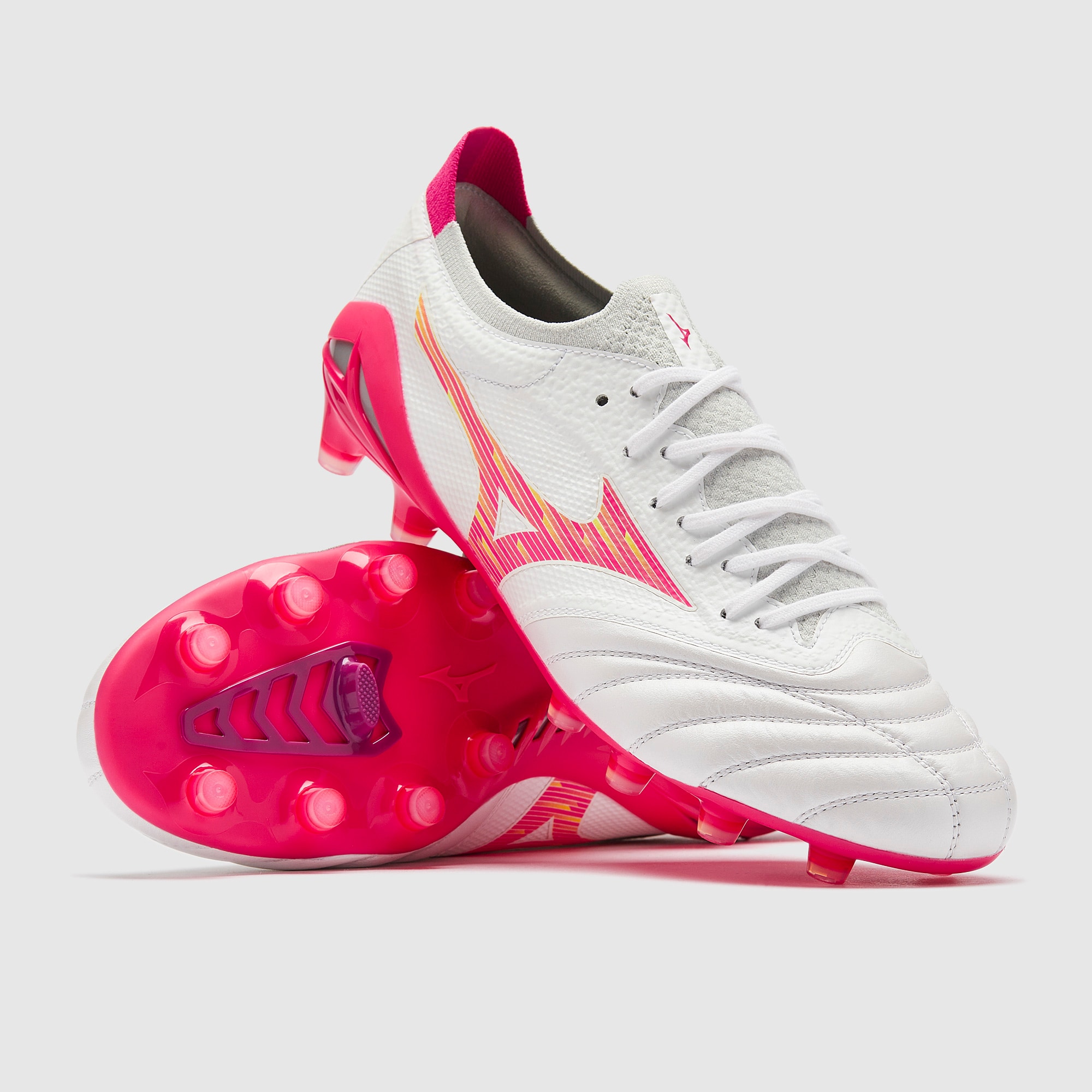 Mizuno Morelia Neo IV Beta Elite Firm Ground - White/Pink Tetra
