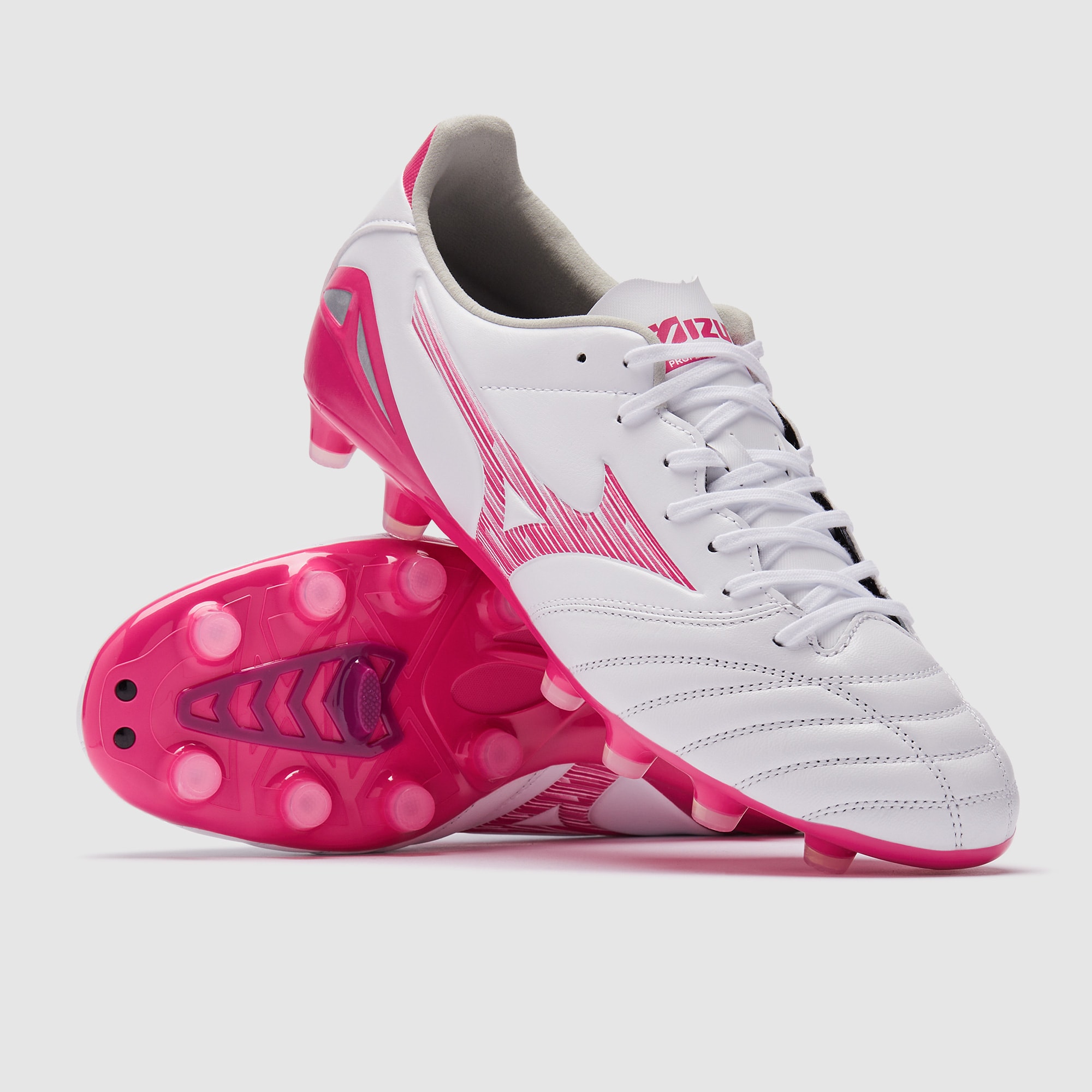 Mizuno Morelia Neo IV Pro Firm Ground - White/Fuchsia Purple
