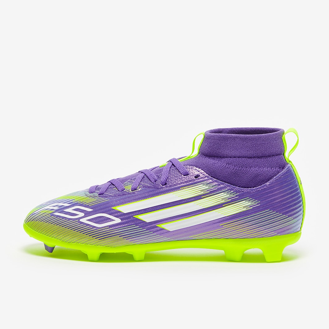 purple and yellow youth football cleats