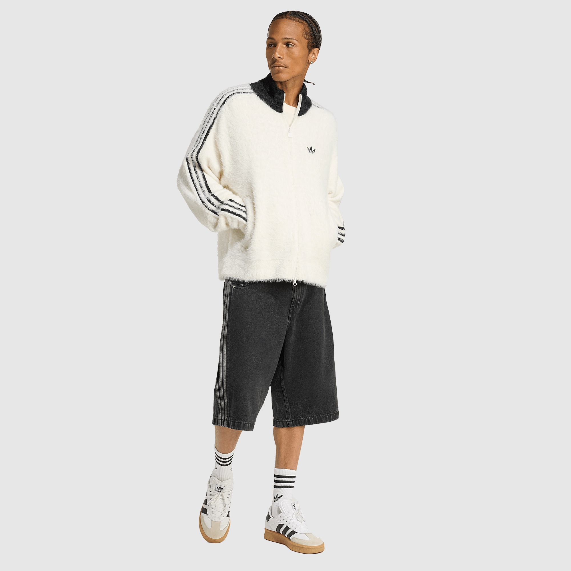 adidas Originals Faux Mohair Classic Track Top - Off White/Black