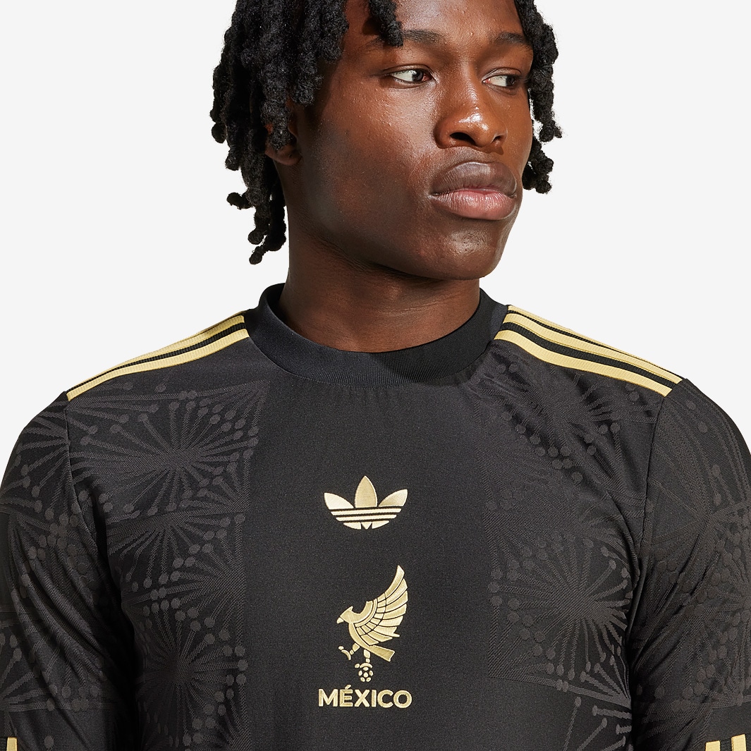 adidas Originals Mexico 2025 Gold LS Shirt - Black - Mens Replica