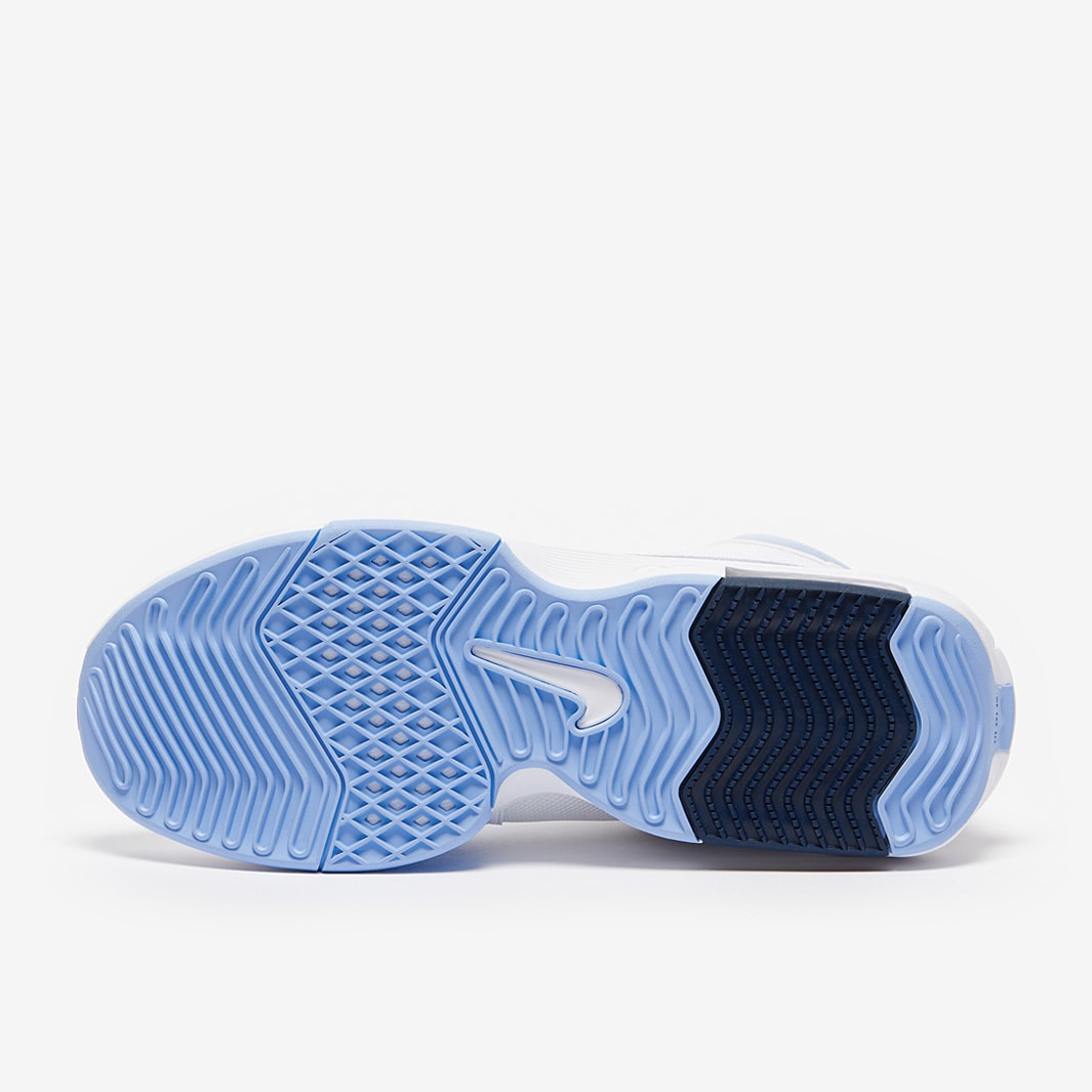 white and light blue basketball shoes