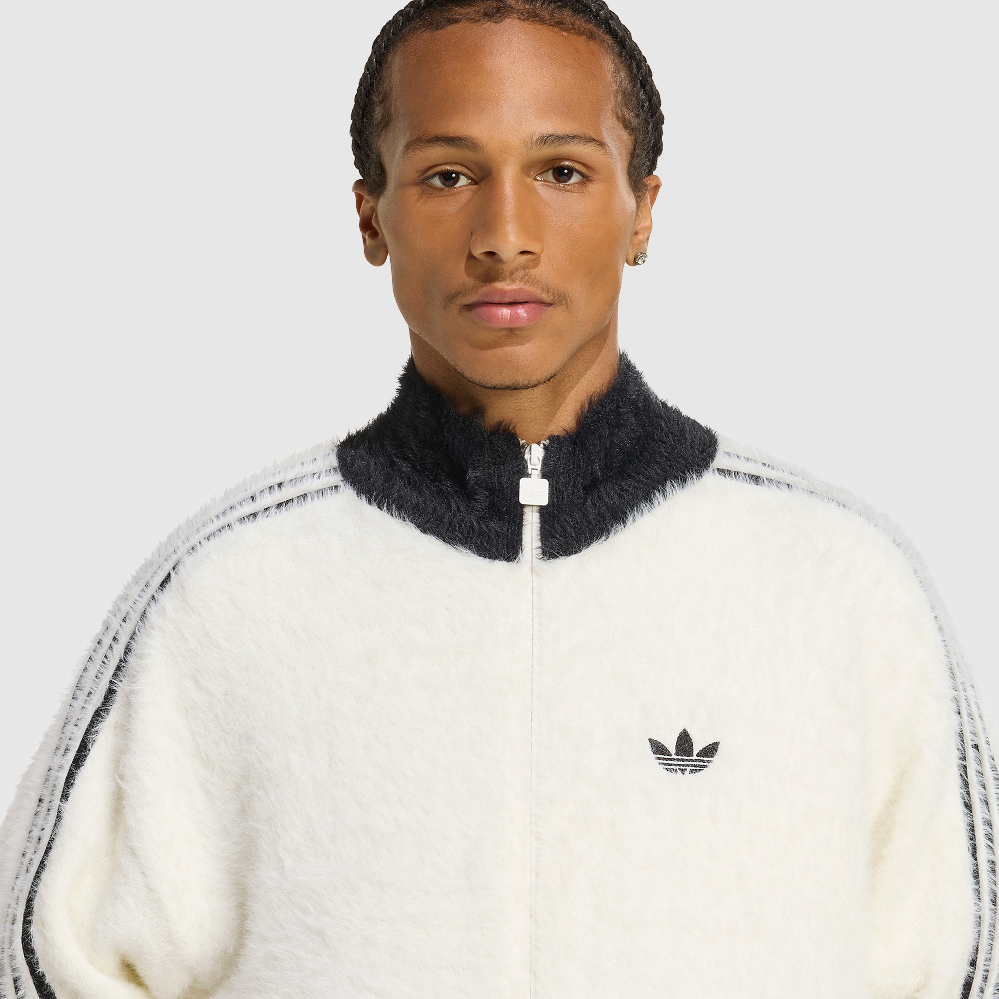 adidas Originals Faux Mohair Classic Track Top - Off White/Black