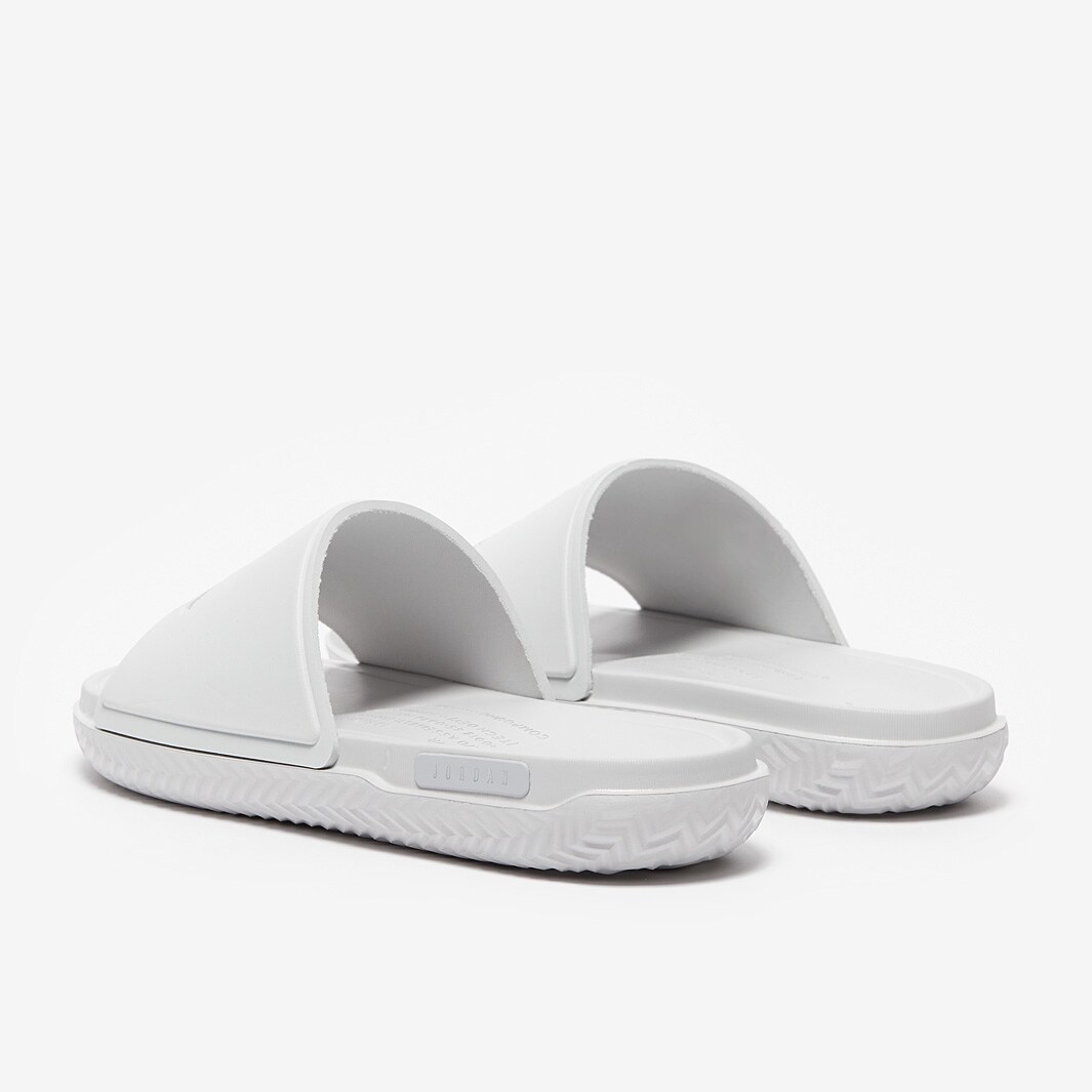 all white jordan flip flops