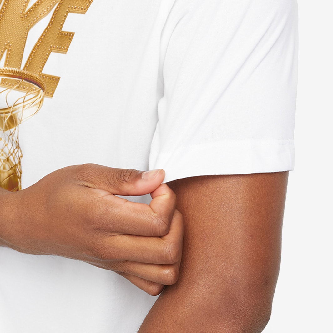 nike white and gold t shirt